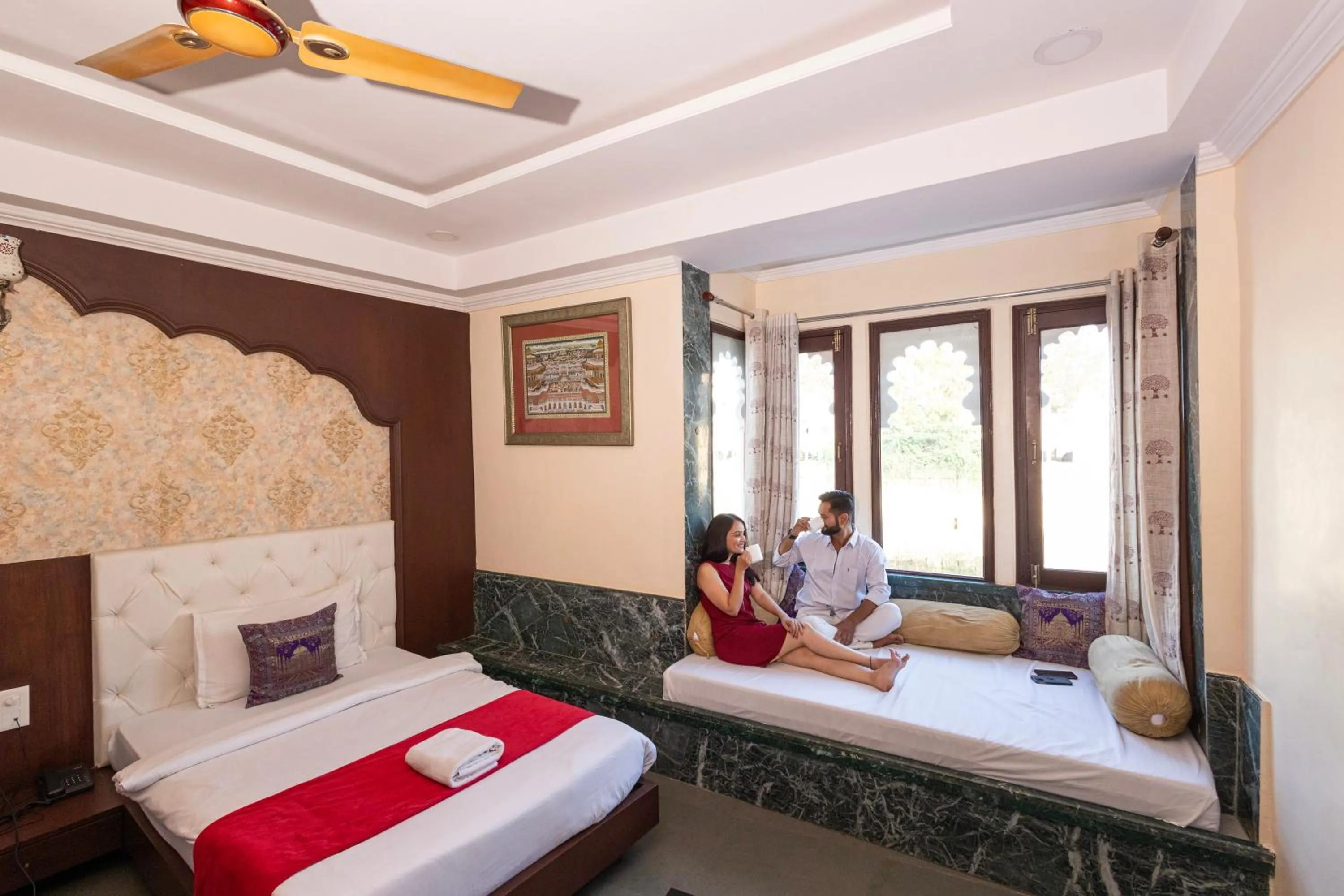 Bed in Hide-In Udaipur - A Lake View Boutique Hotel