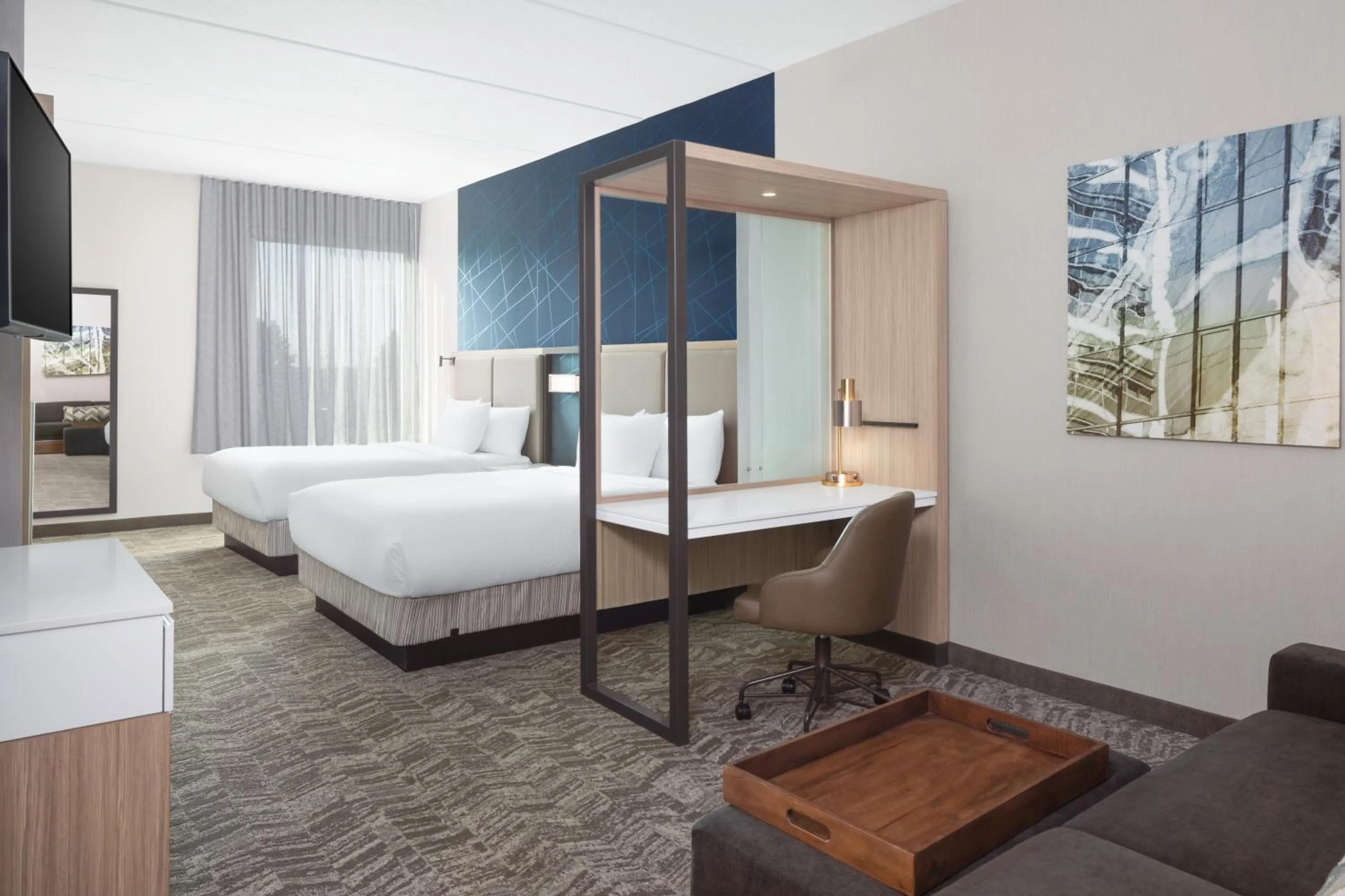 Communal lounge/ TV room, Bed in SpringHill Suites by Marriott Raleigh Garner