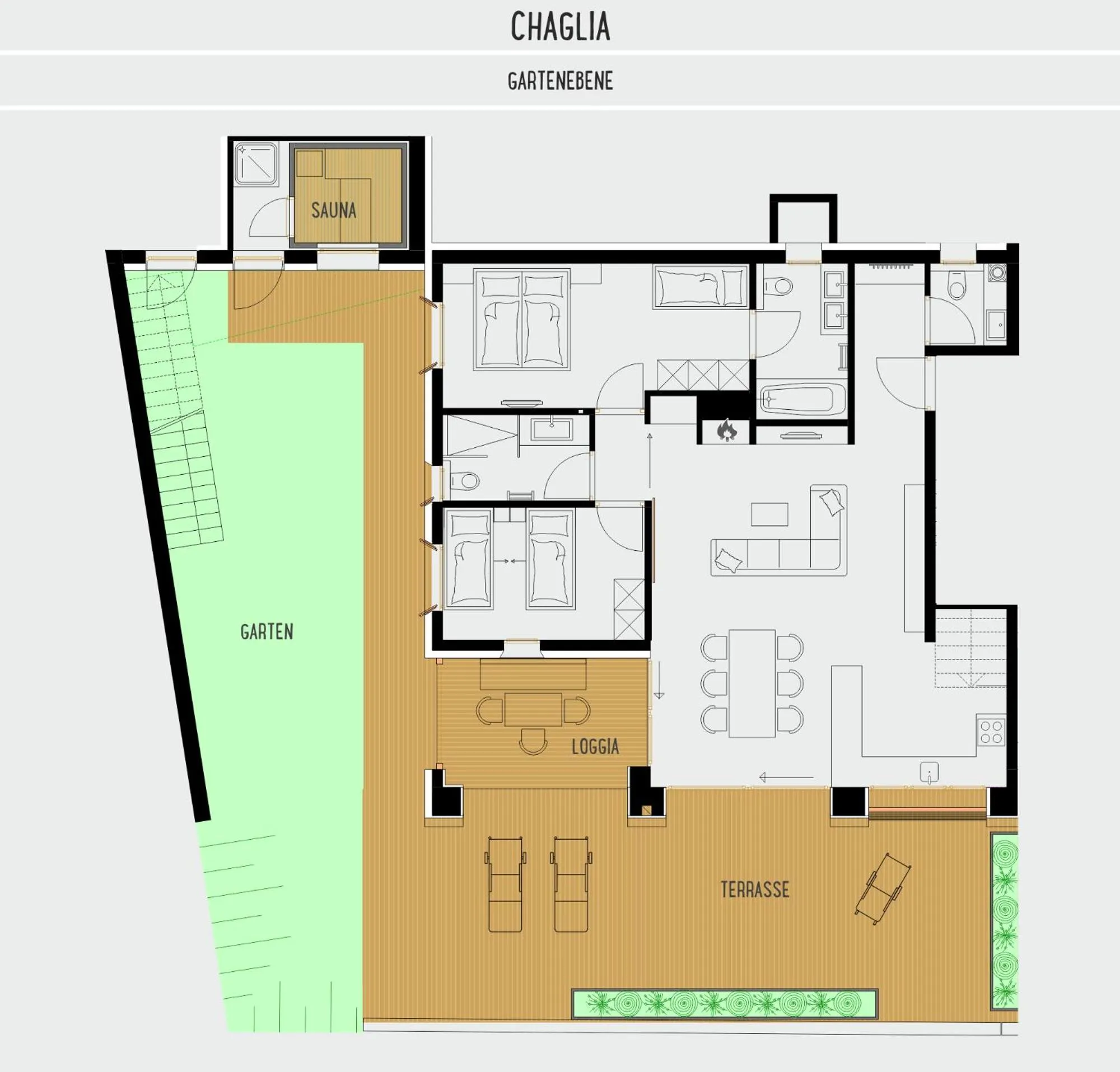 Photo of the whole room in Chesa Muntanella