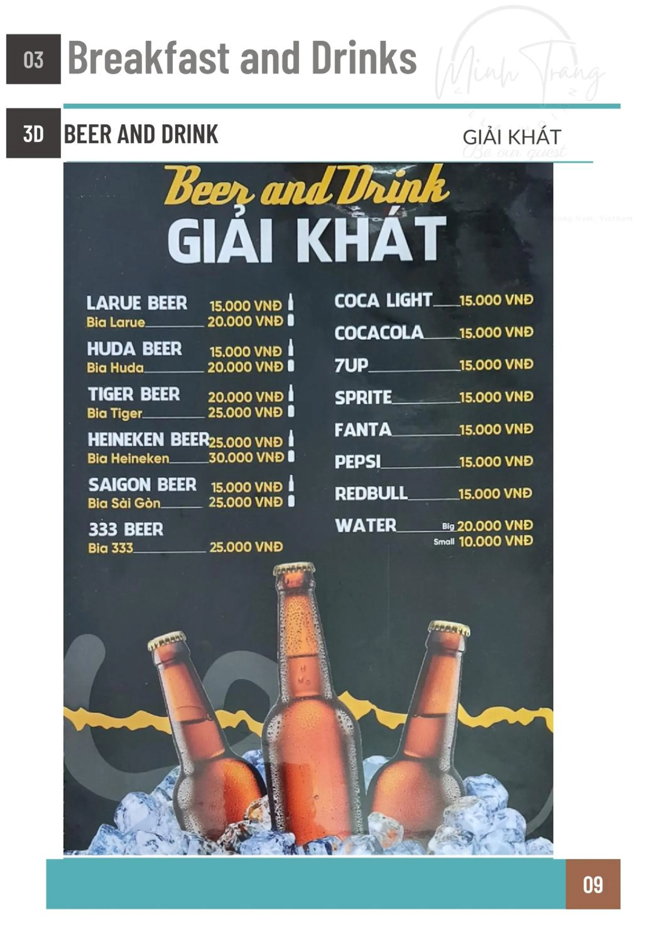 Alcoholic drinks in Minh Trang Villa Hoi An -BBQ Garden