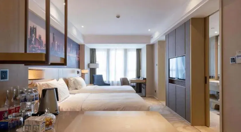 Bed in Sky World Hotel Qingdao Bed in Sky World Hotel Qingdao