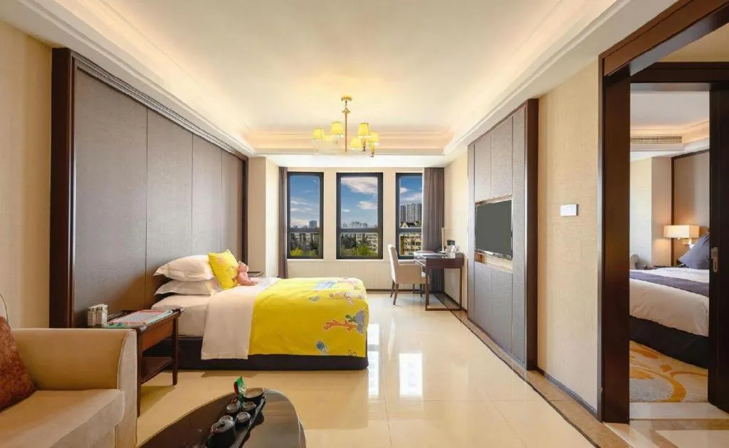 Bed in Sky World Hotel Qingdao