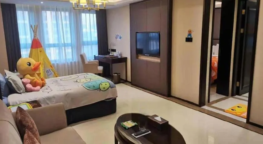 Bed in Sky World Hotel Qingdao