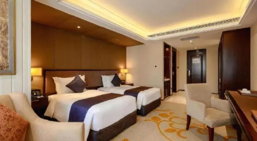 Bed in Sky World Hotel Qingdao Bed in Sky World Hotel Qingdao