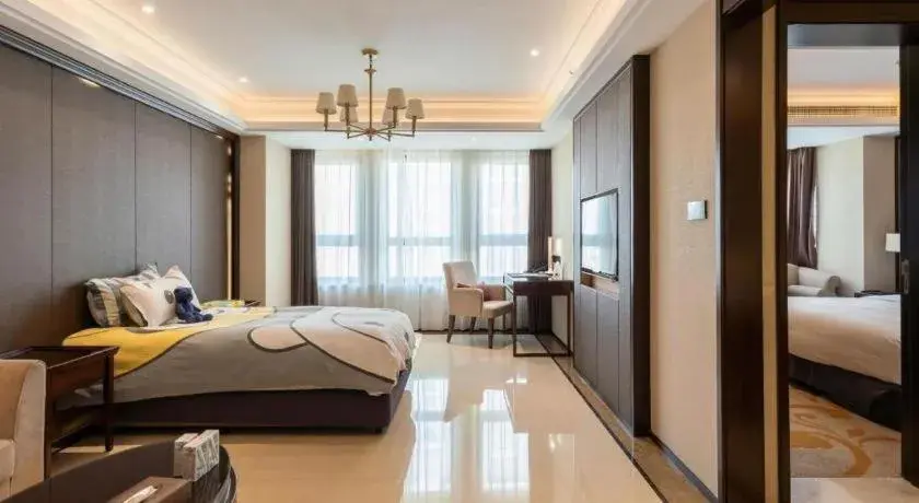 Bed in Sky World Hotel Qingdao Bed in Sky World Hotel Qingdao