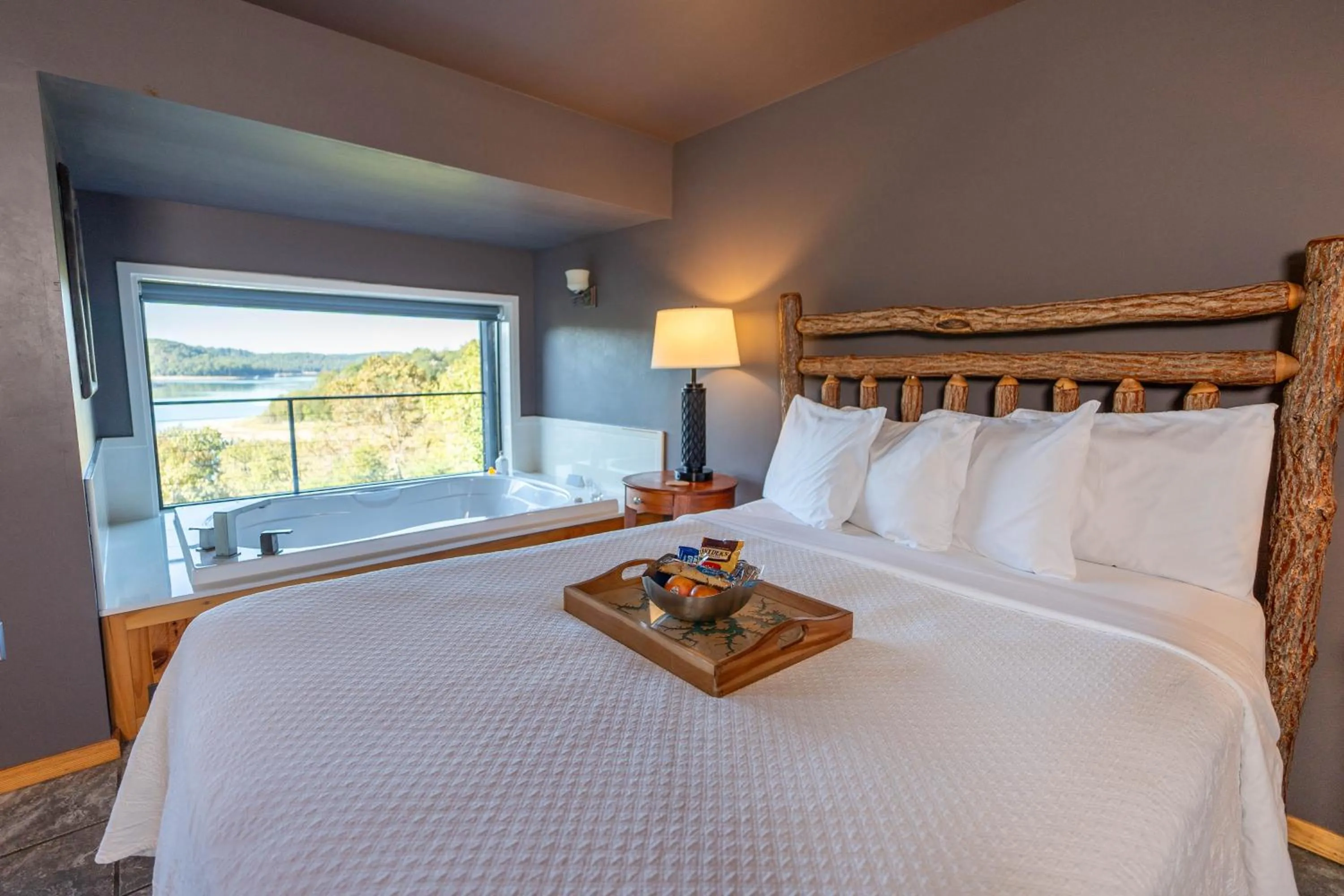 Bed in Beaver Lakefront Cabins - Couples Only Getaways