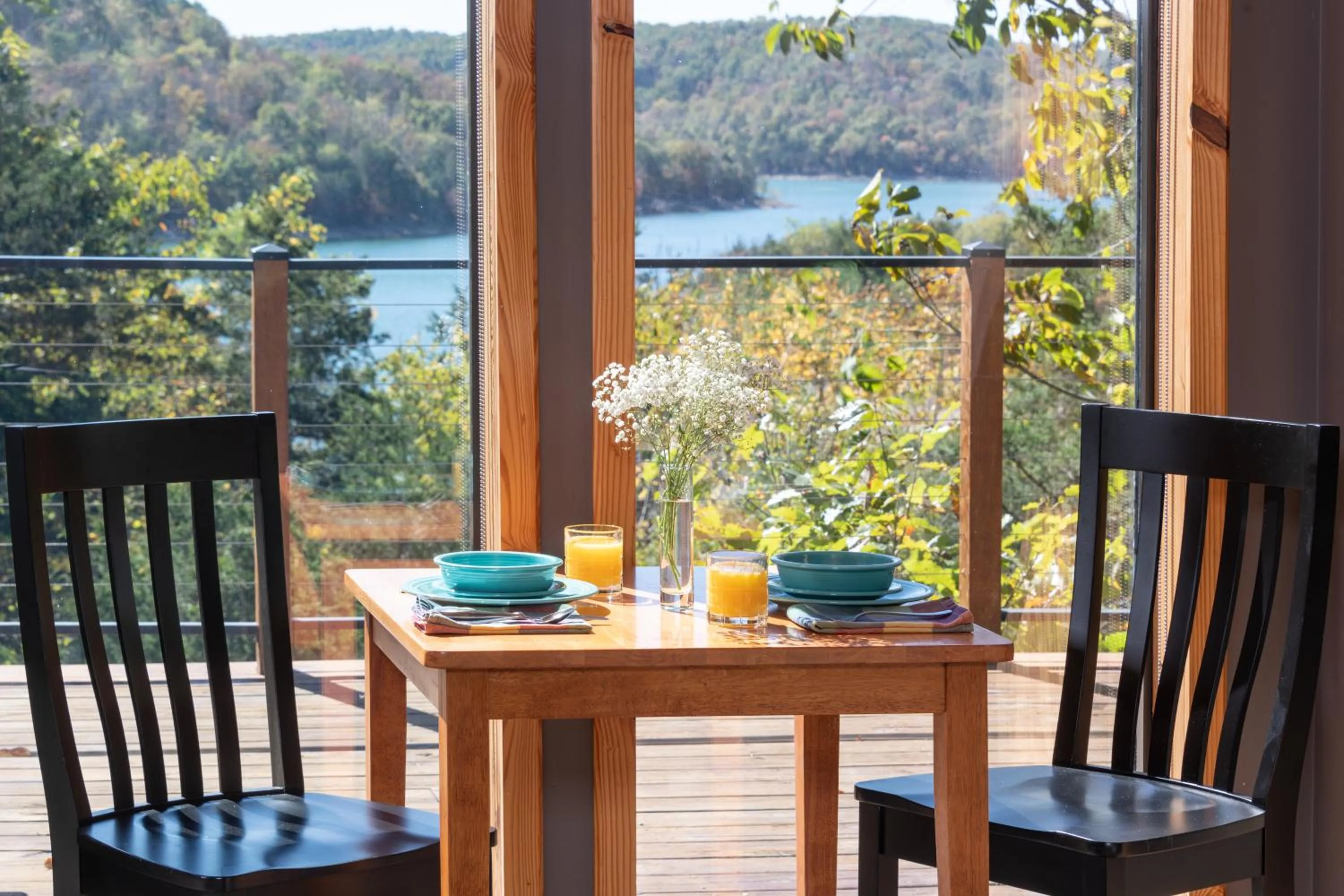 Balcony/Terrace in Beaver Lakefront Cabins - Couples Only Getaways