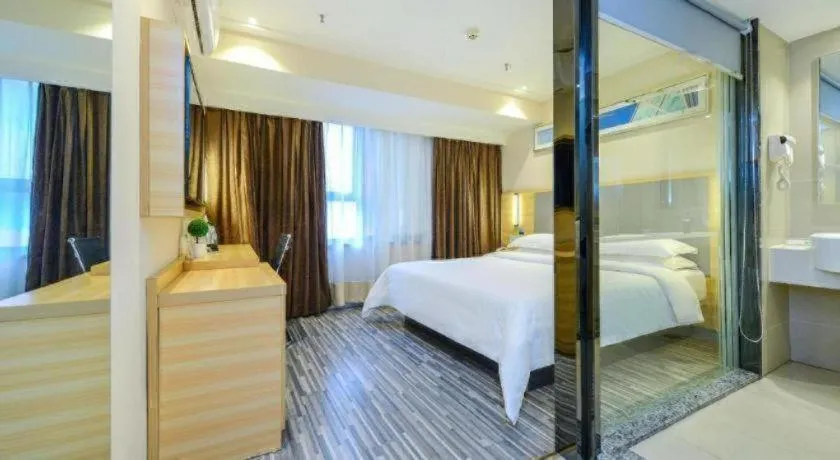 Bed in City Comfort Inn Meishan Sansu Temple