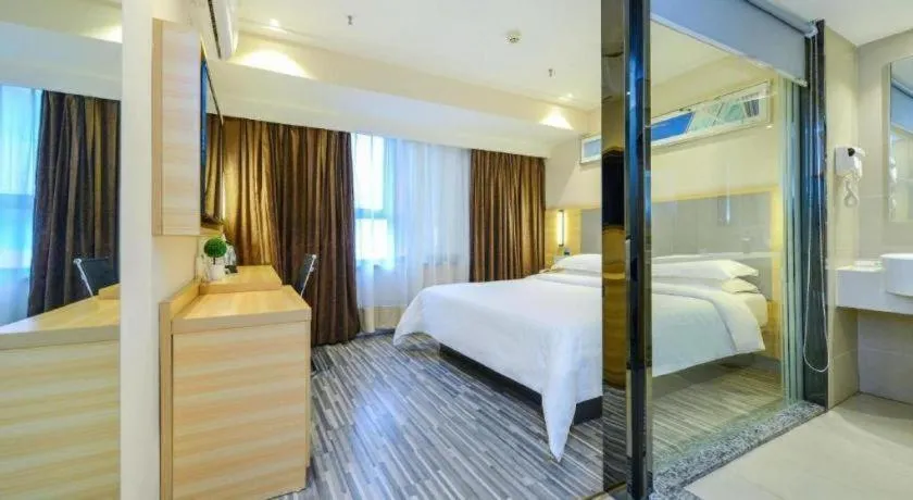 Bed in City Comfort Inn Meishan Sansu Temple