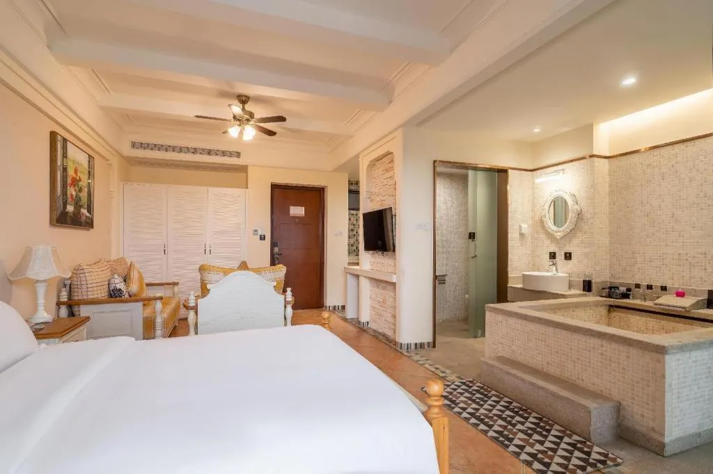 Bed in Poltton International Service Apartment Fujian Changtai Mayangxi