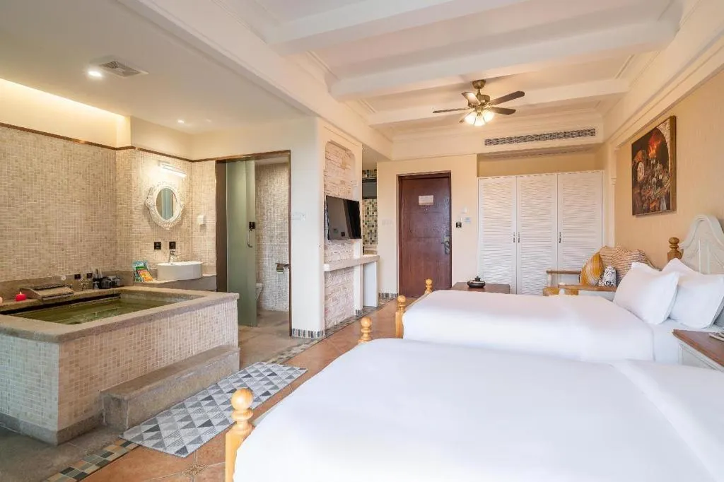 Bed in Poltton International Service Apartment Fujian Changtai Mayangxi