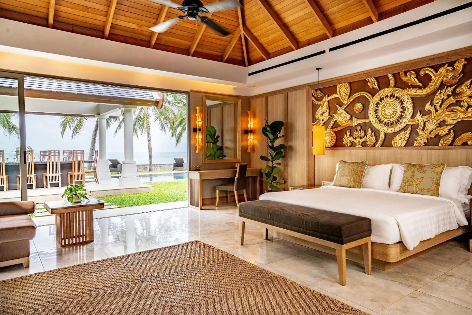 Bathroom, Bed in Miskawaan Beachfront Villas