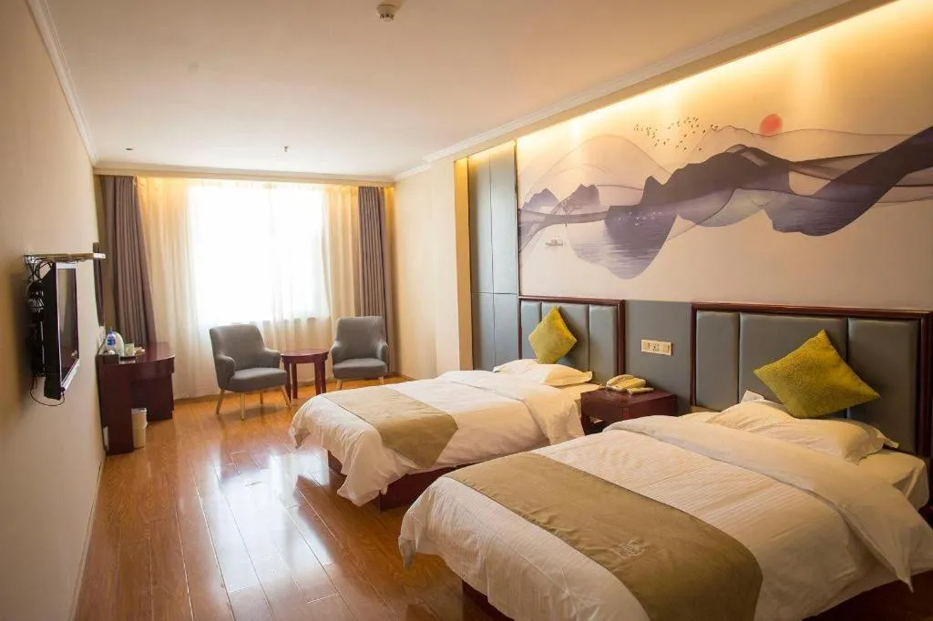 Bed in GreenTree Inn Anhui Fuyang Funan East Huaihe Road Express Hotel