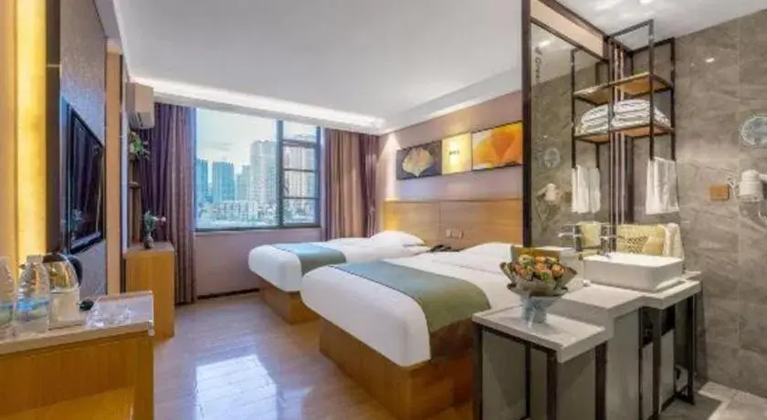 Bed in GreenTree Alliance Hotel Kunming Chuanjin Road Branch Bed in GreenTree Alliance Hotel Kunming Chuanjin Road Branch