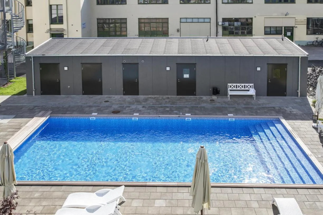 Pool view in Kolgården - Visby Lägenhetshotell