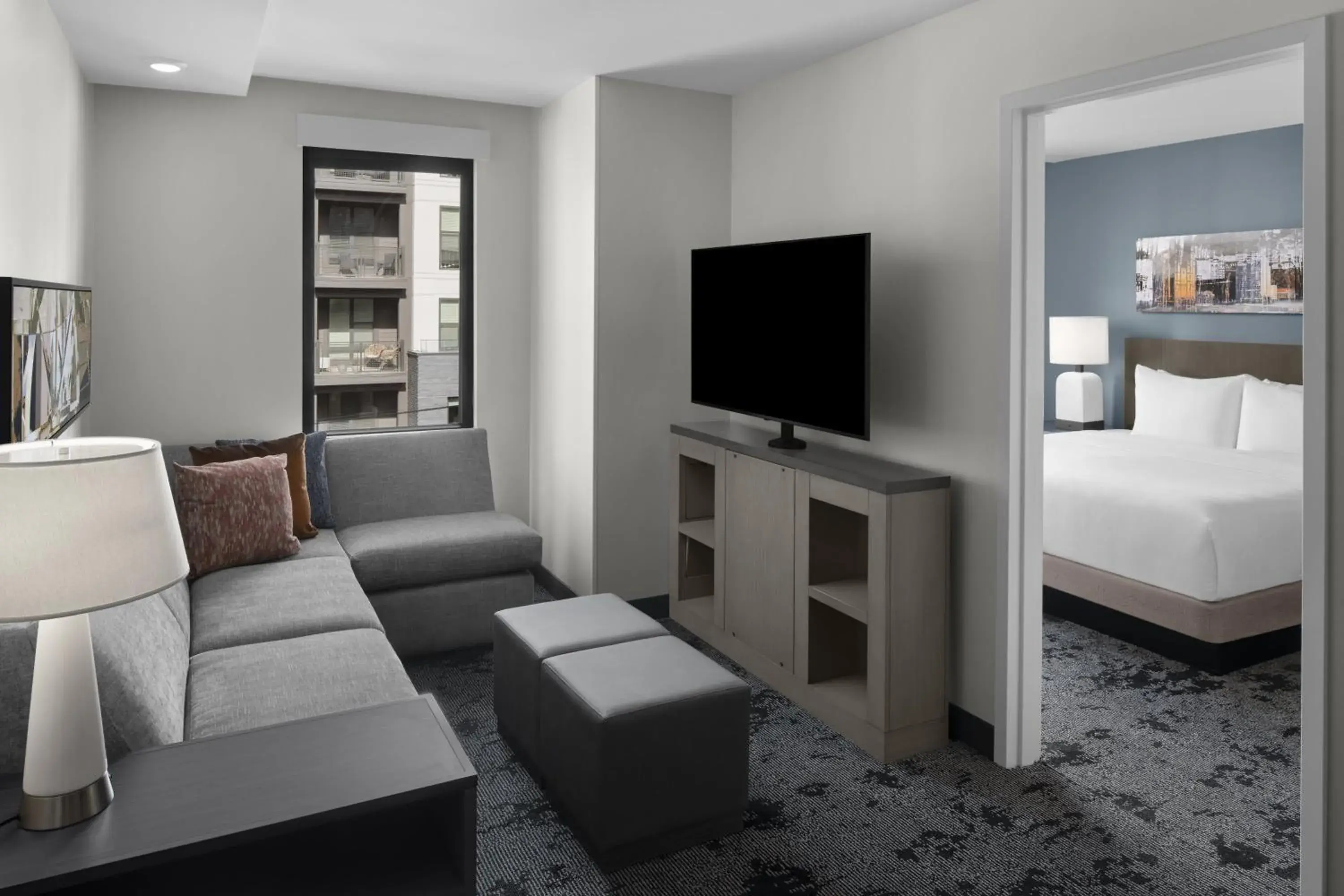 Seating area, Bed in Hyatt House Raleigh Downtown/Seaboard Station Seating area, Bed in Hyatt House Raleigh Downtown/Seaboard Station