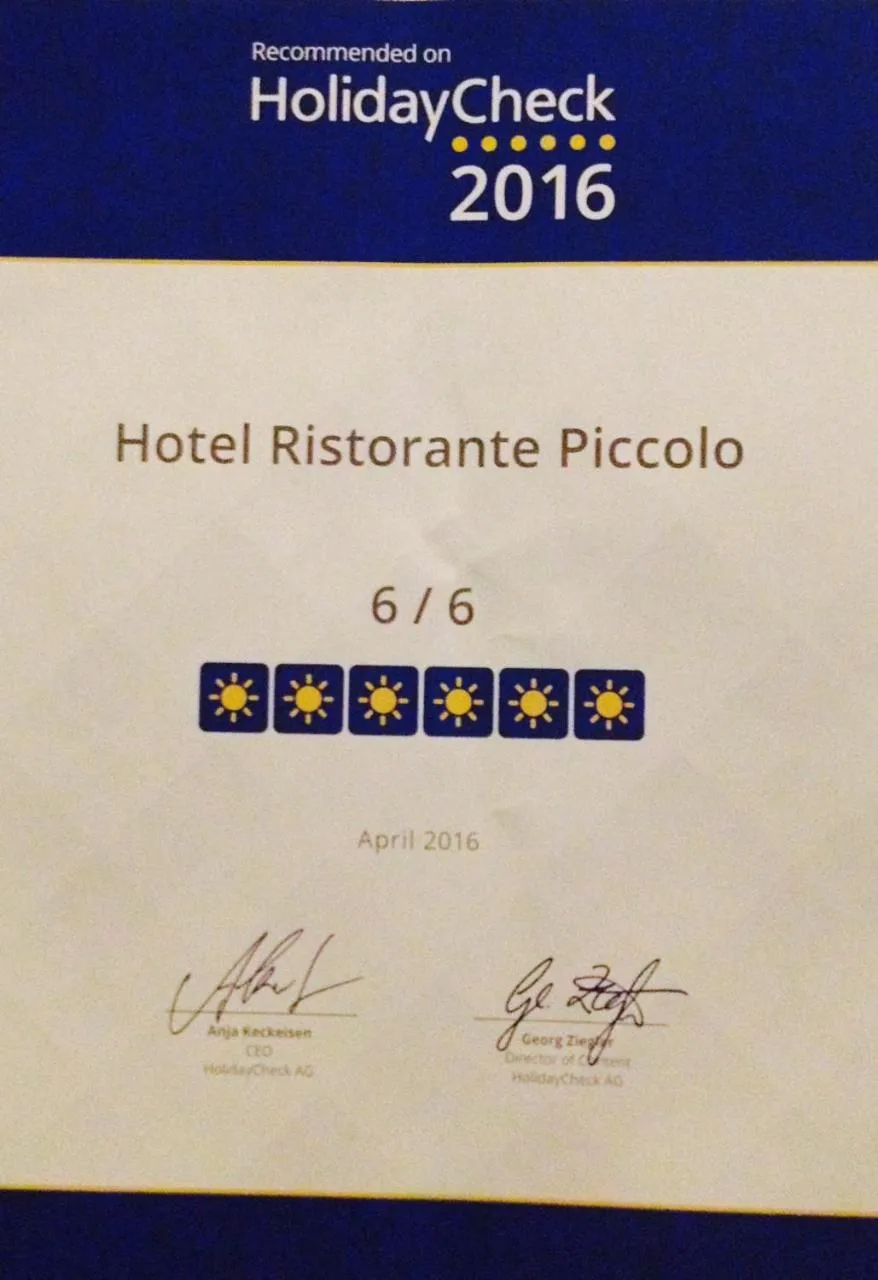 Logo/Certificate/Sign in Hotel und Restaurant Piccolo