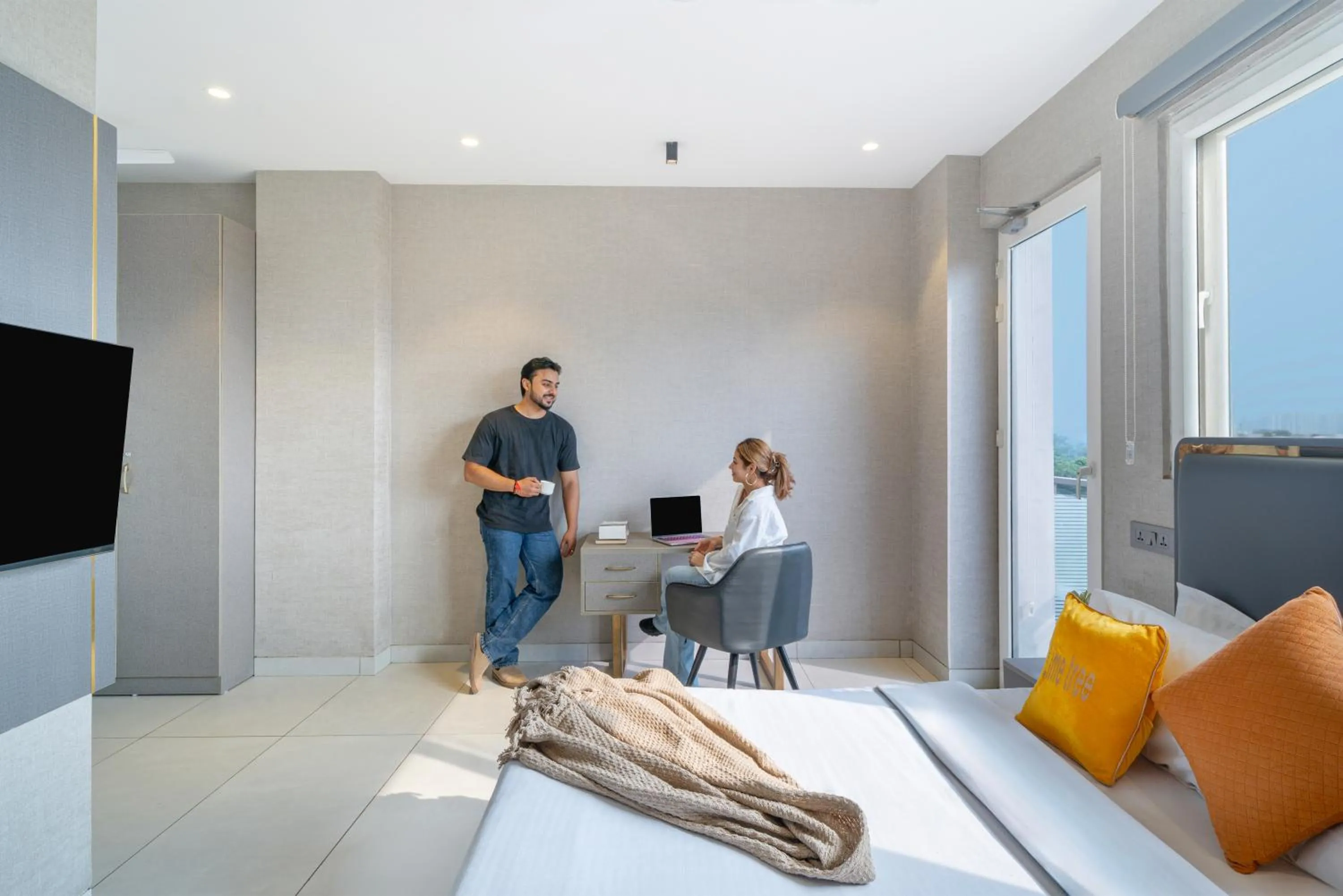 Family Room with Terrace in Lime Tree Hotel & Stays Greater Noida Nearby India Expo Centre & Mart