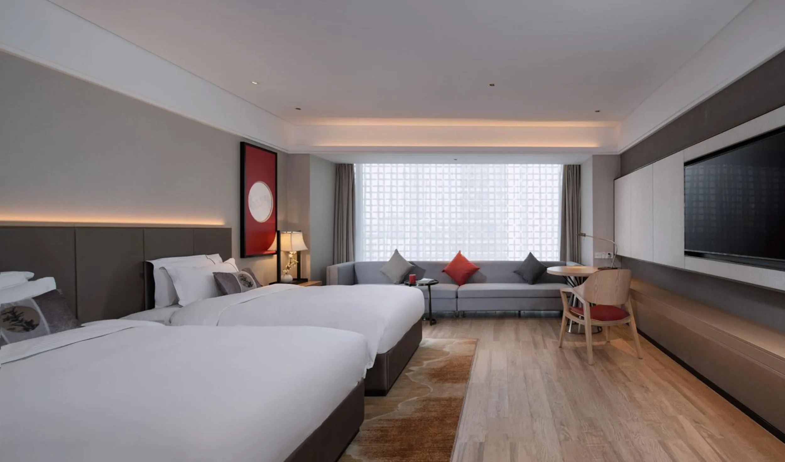 Photo of the whole room, Bed in ECHENG Hotel, Nanning Wanda Plaza Convention and Exhibition Center