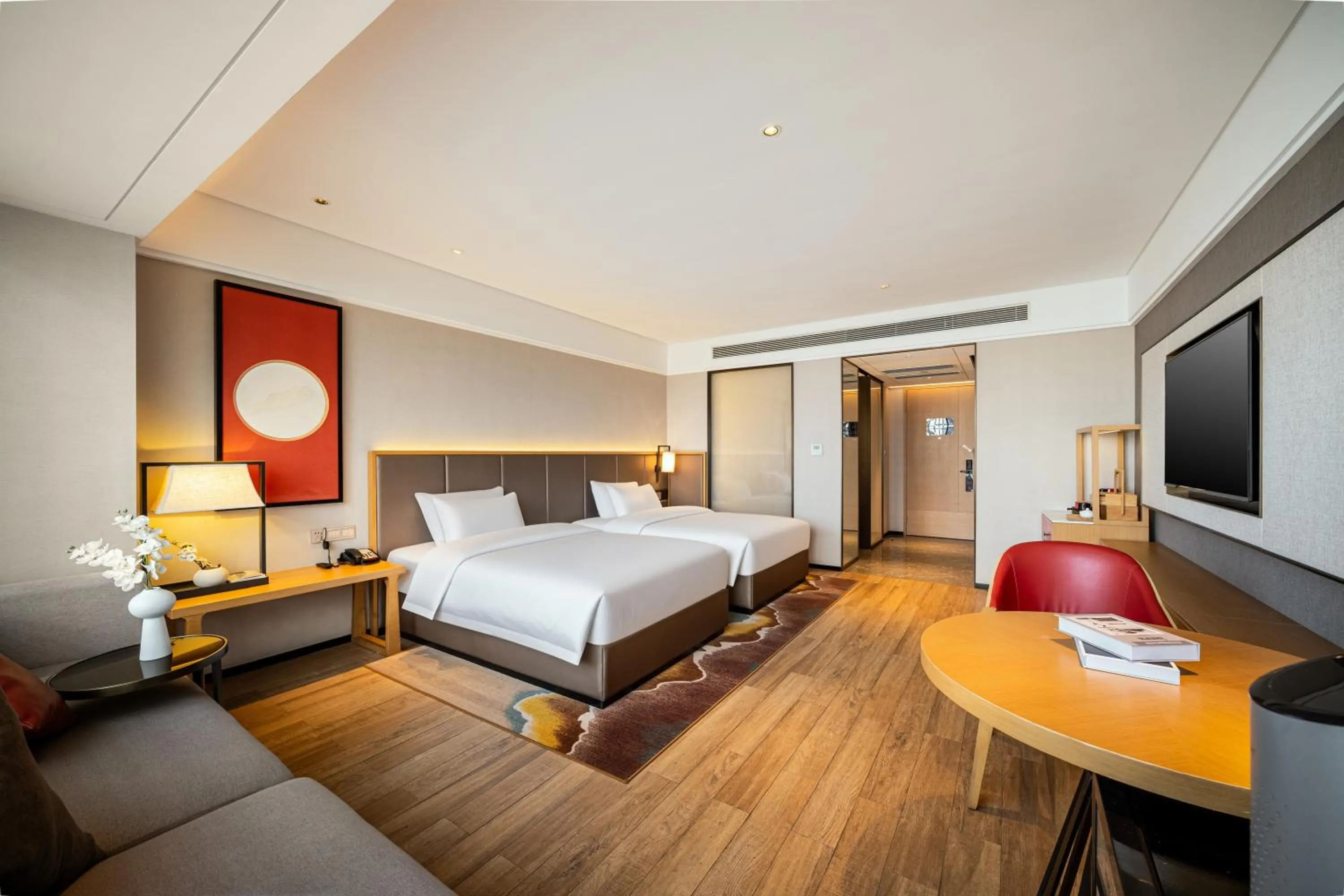 Photo of the whole room, Bed in ECHENG Hotel, Nanning Wanda Plaza Convention and Exhibition Center
