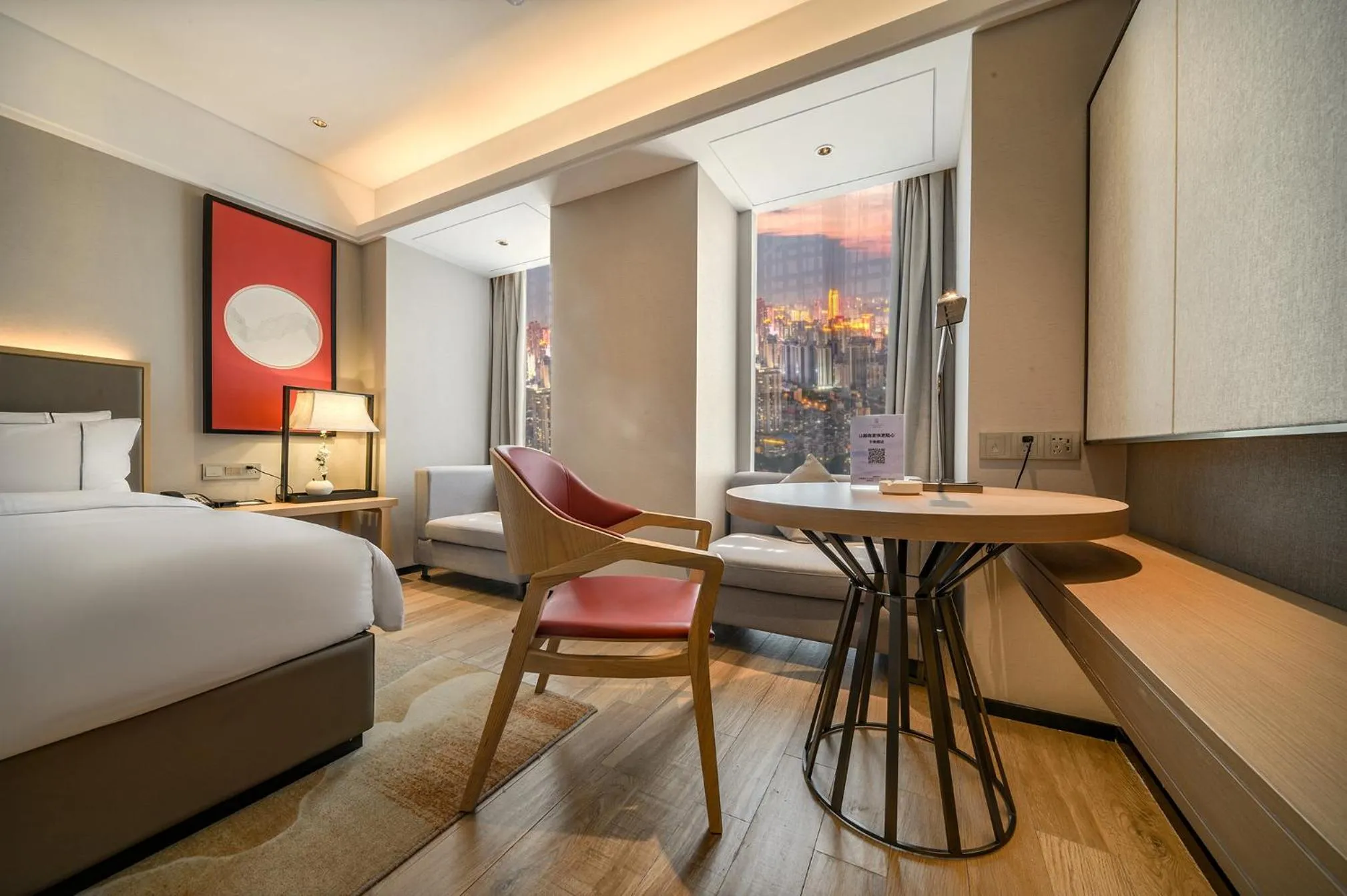 Photo of the whole room, Bed in ECHENG Hotel, Nanning Wanda Plaza Convention and Exhibition Center