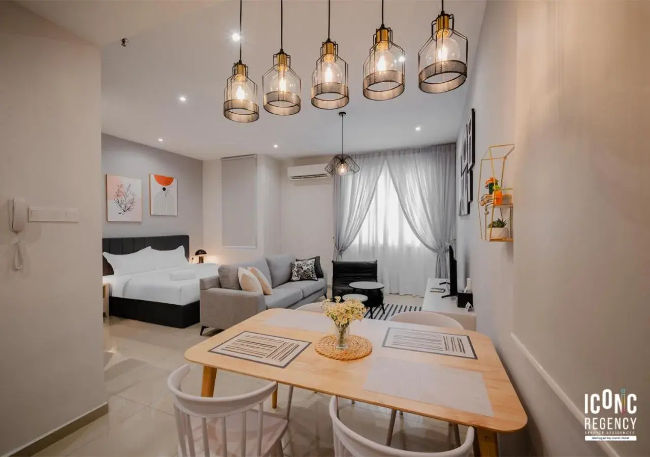 Dining area, Bed in Iconic Regency Service Residences, managed by Iconic Hotel Dining area, Bed in Iconic Regency Service Residences, managed by Iconic Hotel