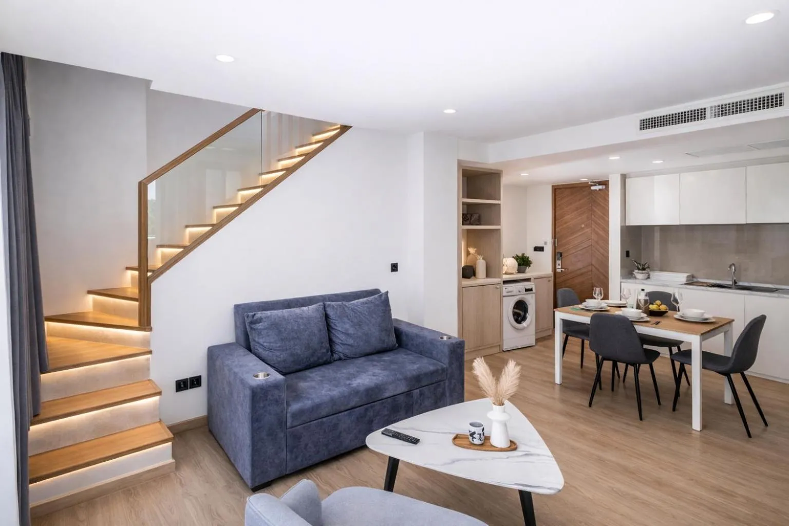 Kitchen or kitchenette in Duplex Liora 1BR PoolsGym Shuttle to Nai Harn