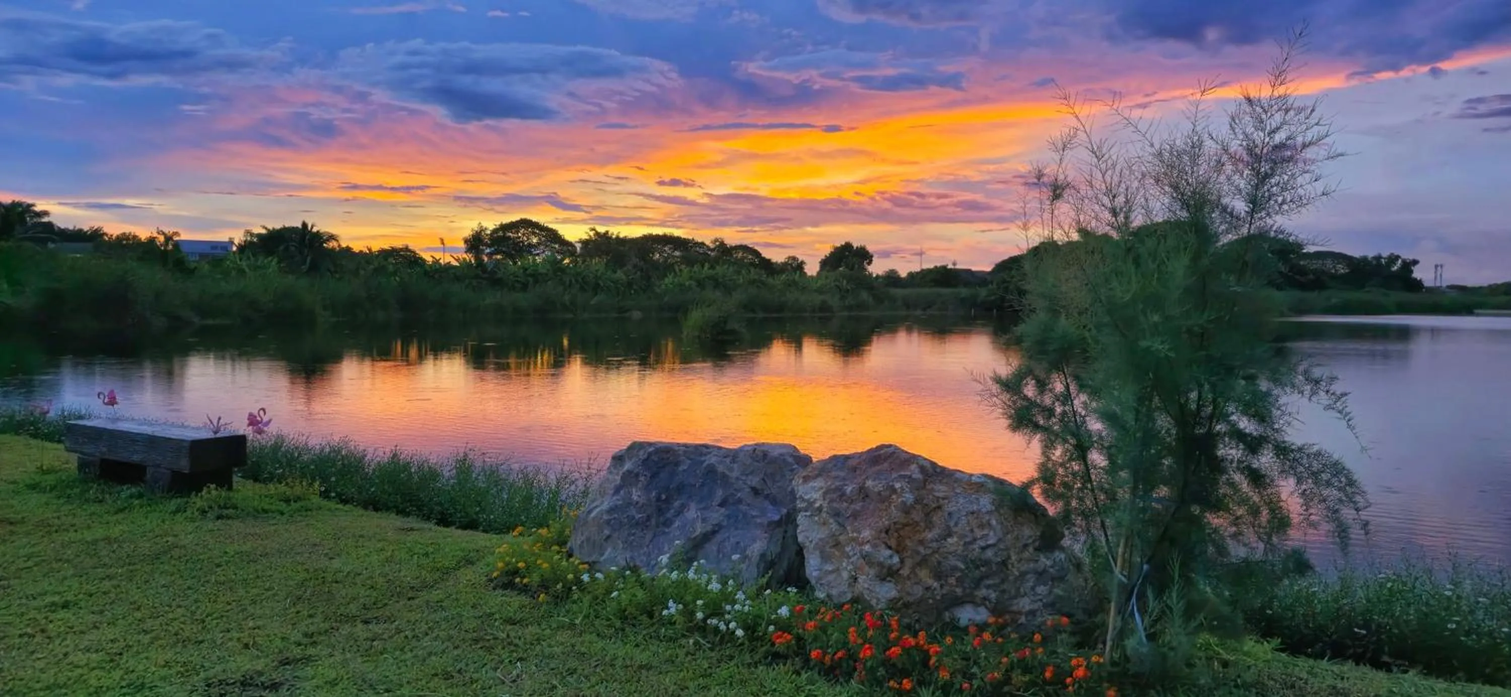 Garden in Tiny Island Lake Lodge