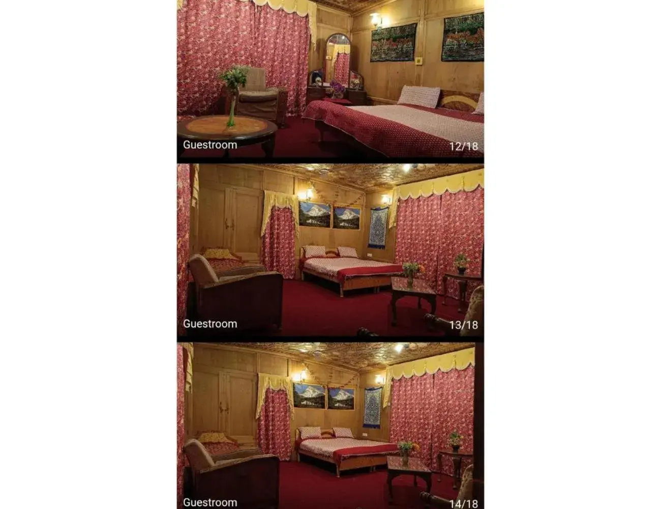 Bed in Taj Palace Houseboat, Srinagar Bed in Taj Palace Houseboat, Srinagar