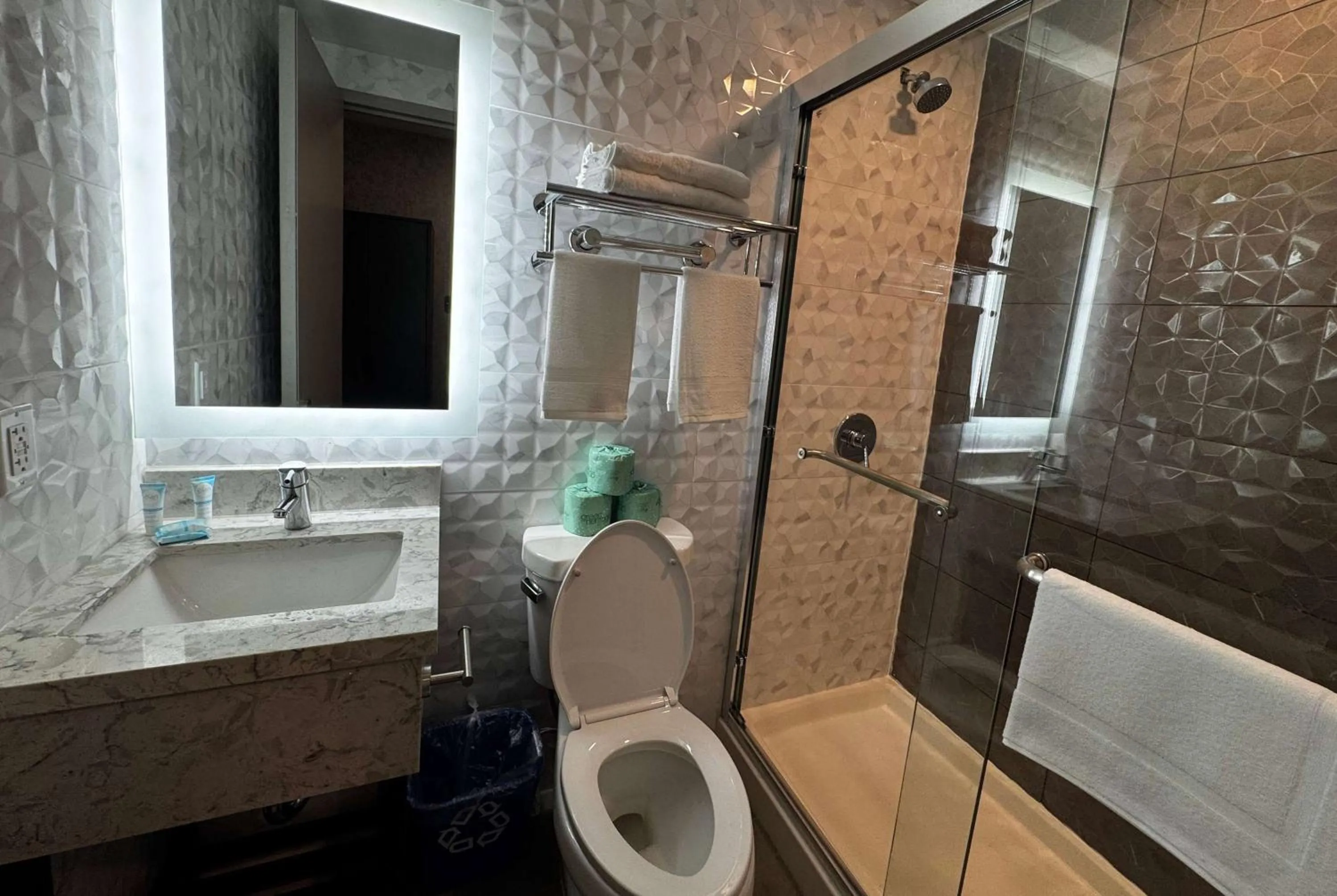 Bathroom in Super 8 by Wyndham Brooklyn Fulton Street Broadway Junction