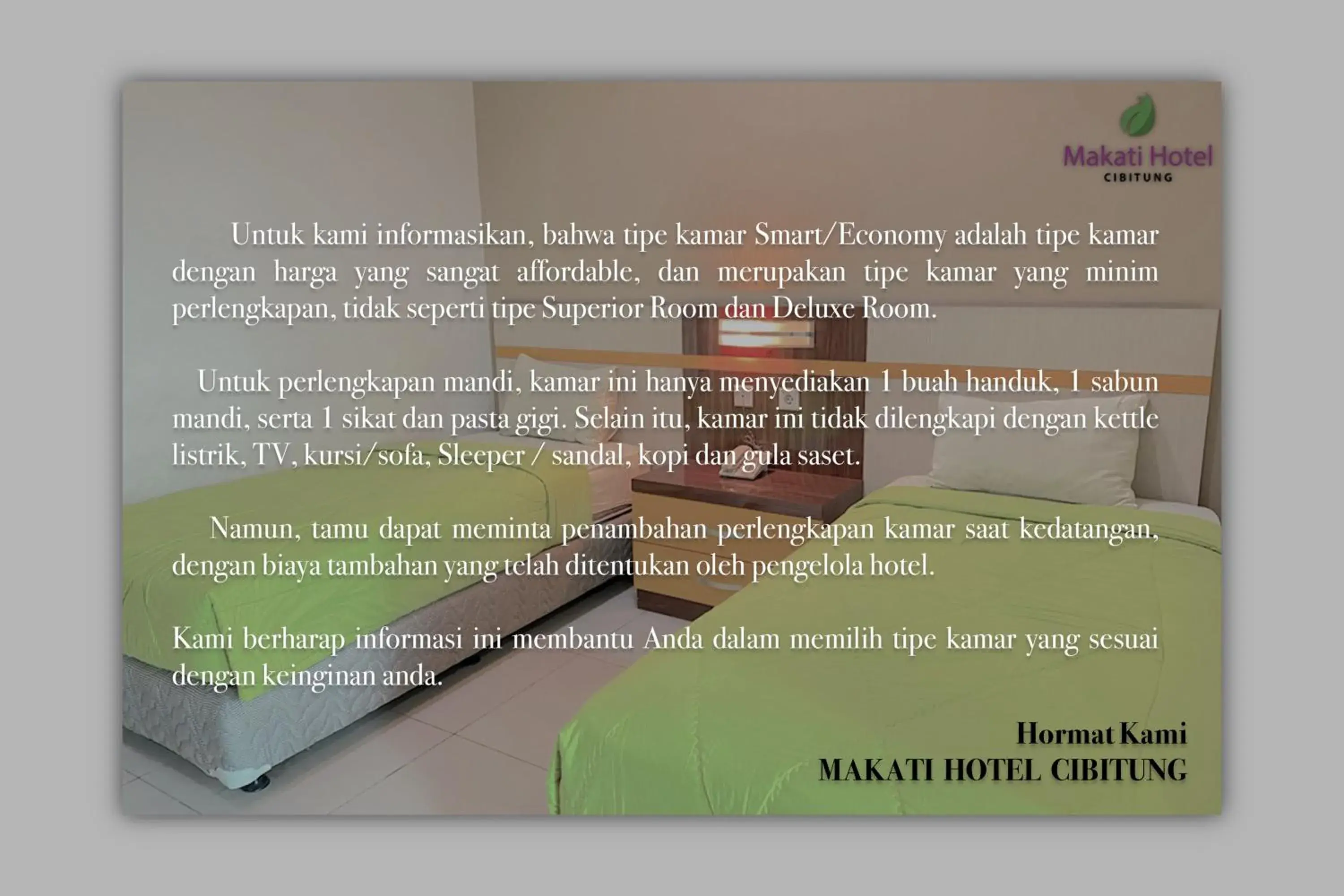 Economy Twin Room in Makati Hotel Cibitung Economy Twin Room in Makati Hotel Cibitung