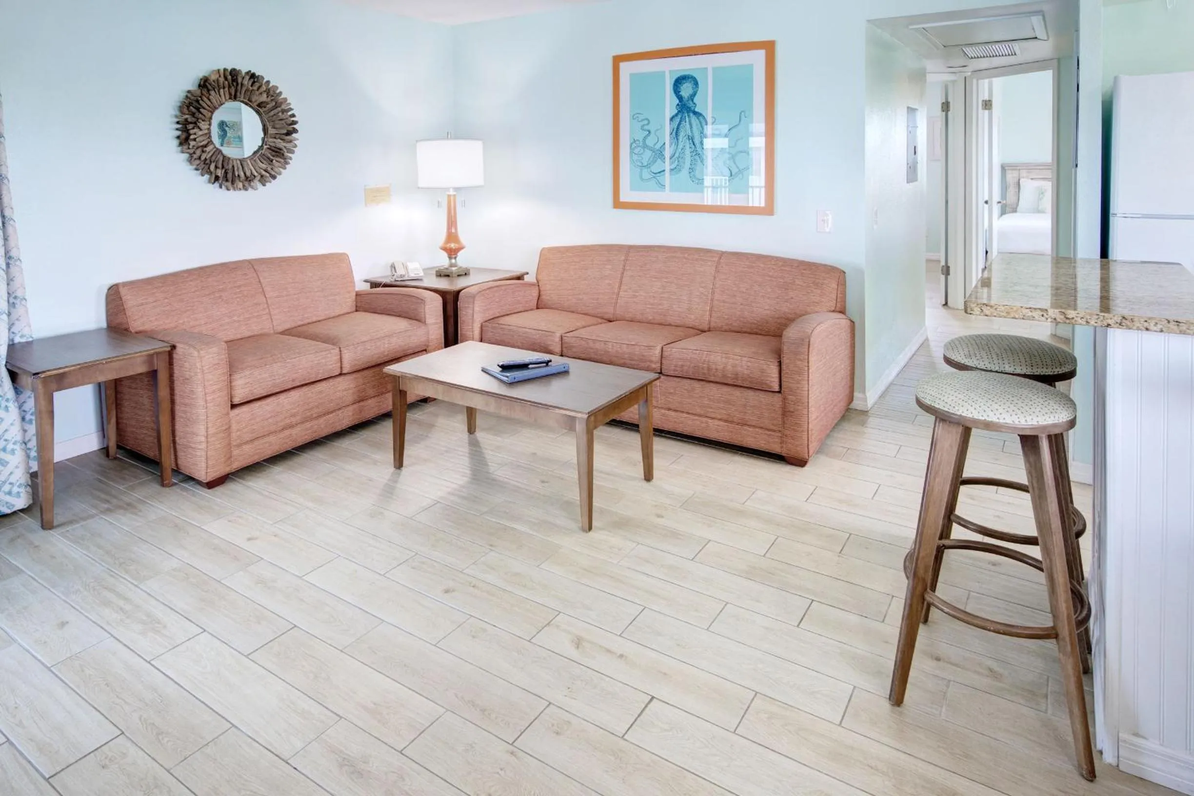 Living room in New Smyrna Waves by Exploria Resorts