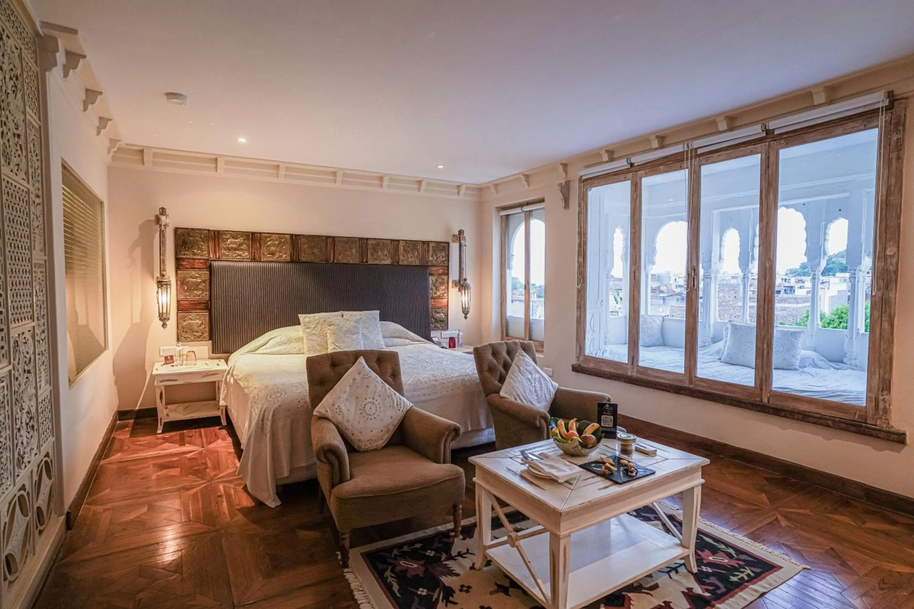 Bed in The Rawla Narlai - A Luxury Heritage Stay in Leopard Country