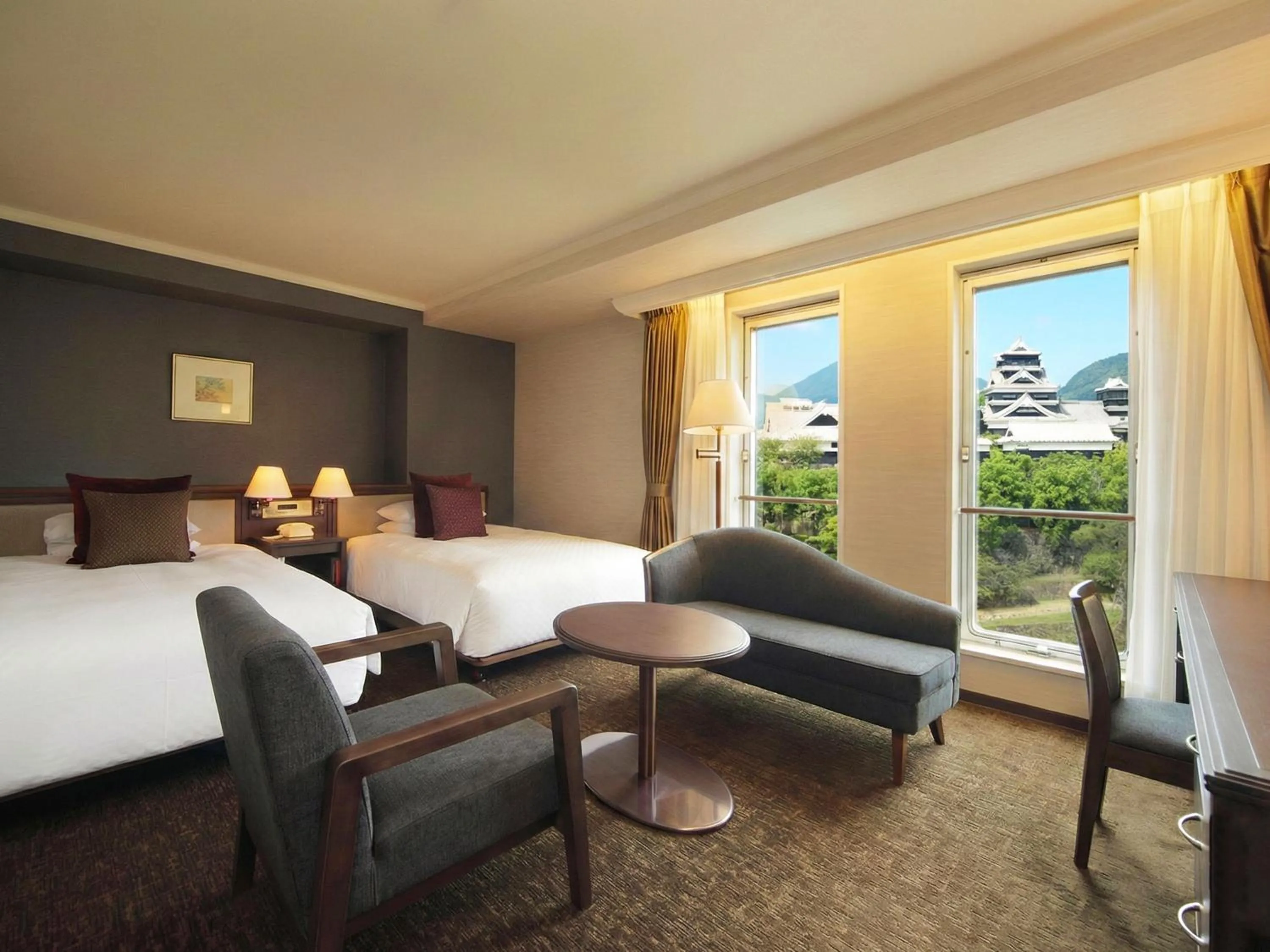 View (from property/room), Bed in Kumamoto Hotel Castle