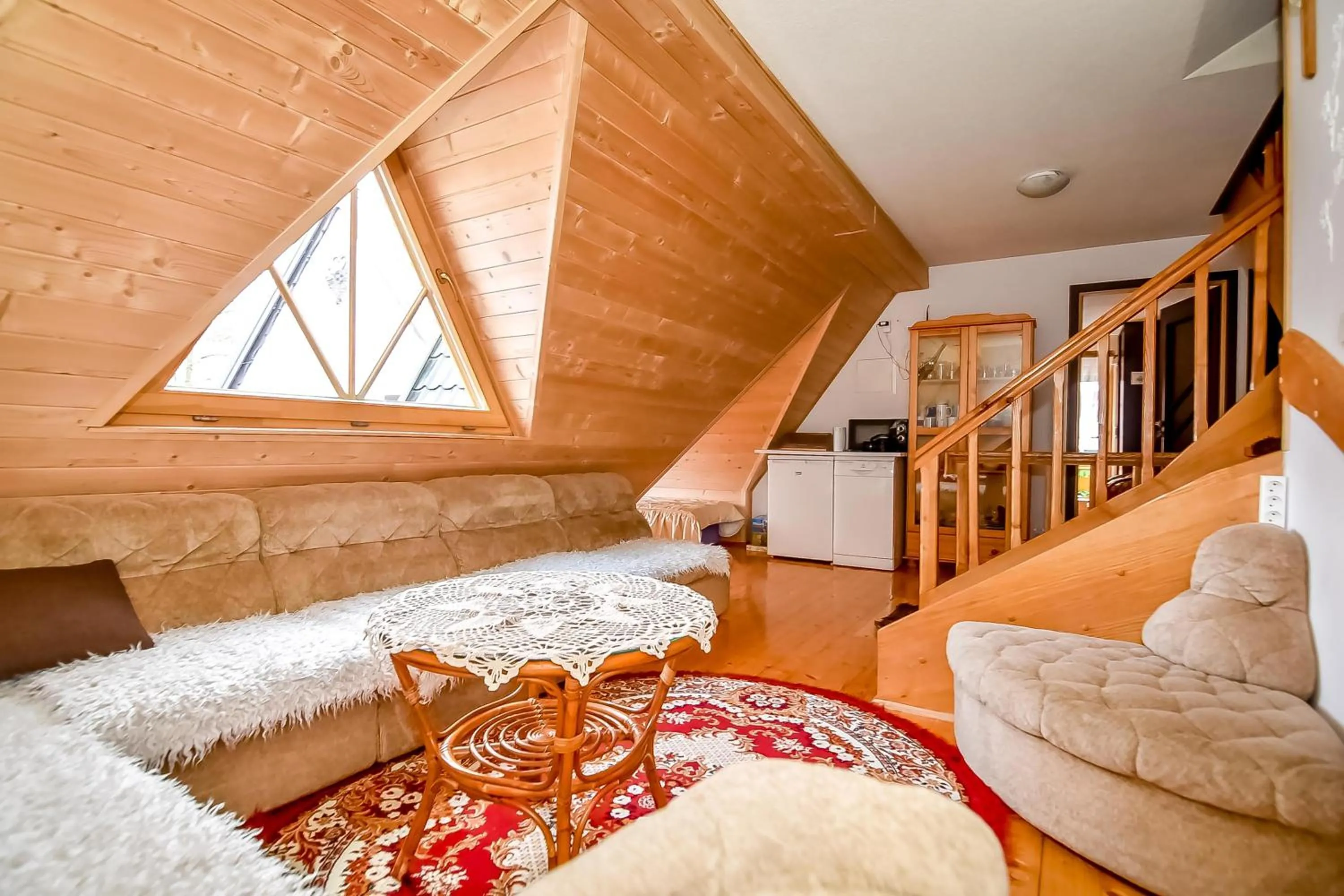 Communal lounge/ TV room, Bed in Ciukrowa Chatka Sauna & Jacuzzi