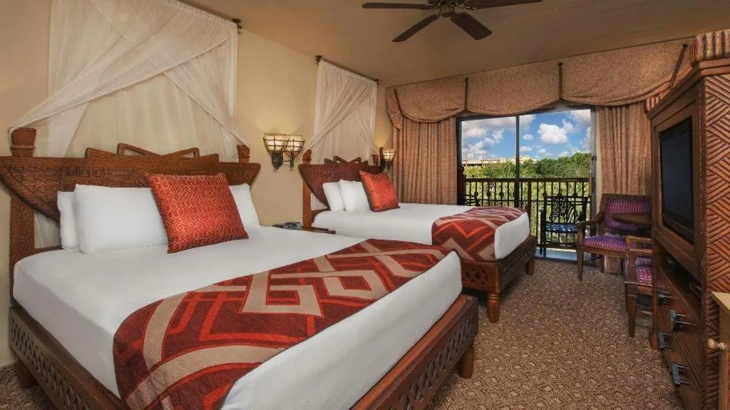 Bed in Disney's Animal Kingdom Lodge