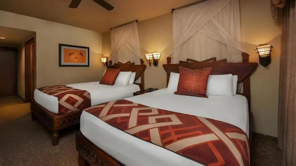 Bed in Disney's Animal Kingdom Lodge