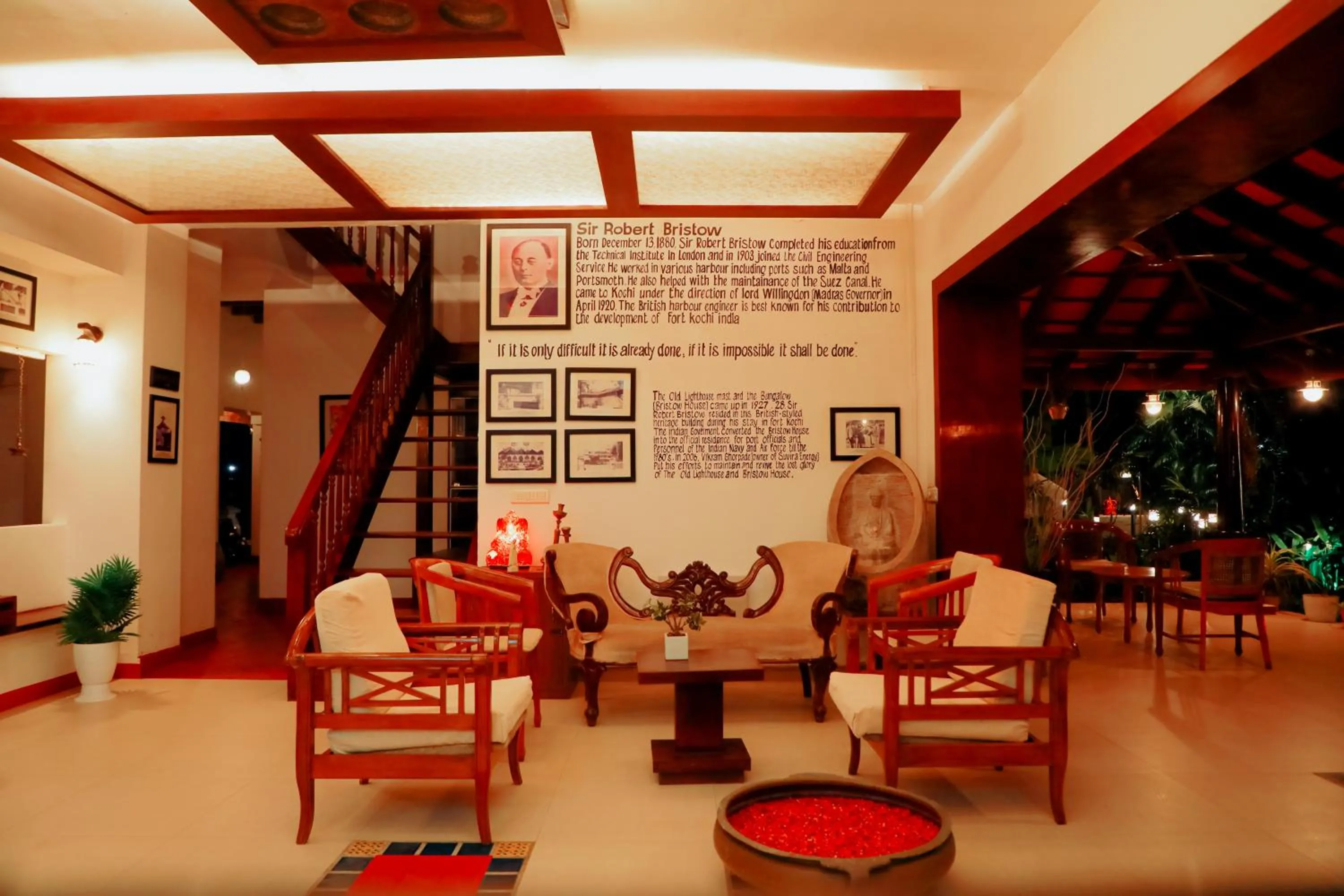 Lobby or reception in Old Lighthouse Bristow Hotel , Fort Kochi