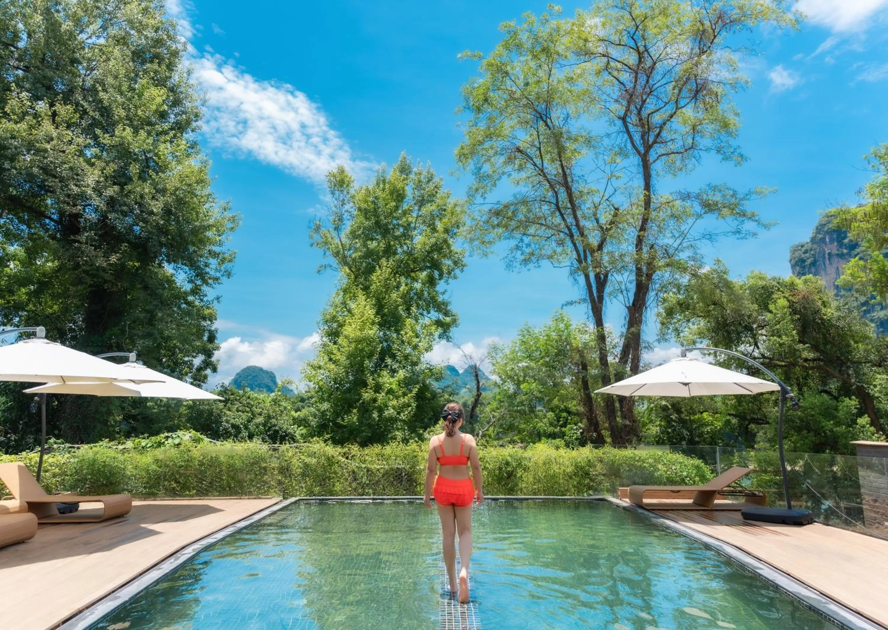 Swimming pool in Yangshuo River Lodge Hotel - Airport or TS Free pick up over 3 nights