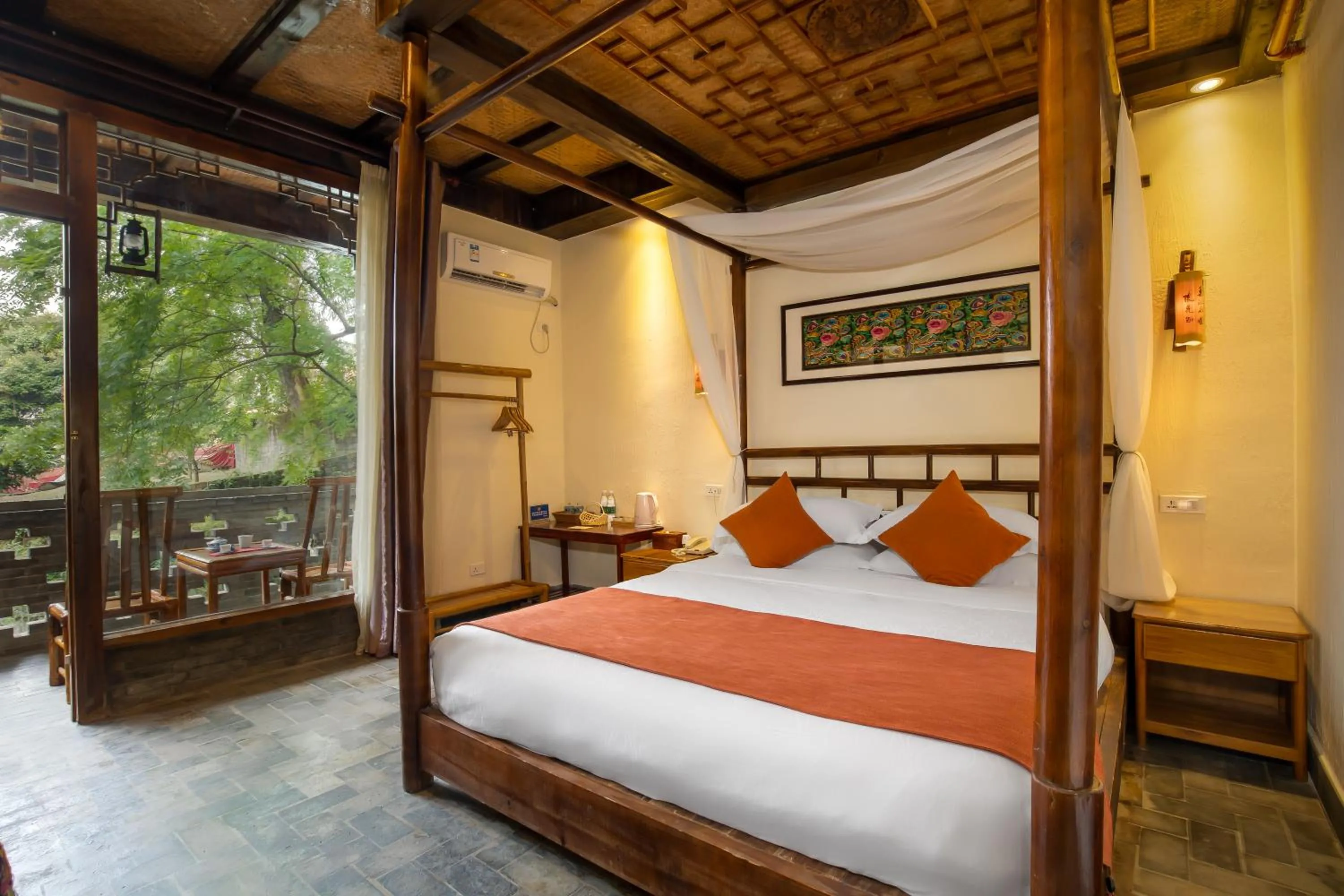Decorative detail, Bed in Yangshuo River Lodge Hotel - Airport or TS Free pick up over 3 nights