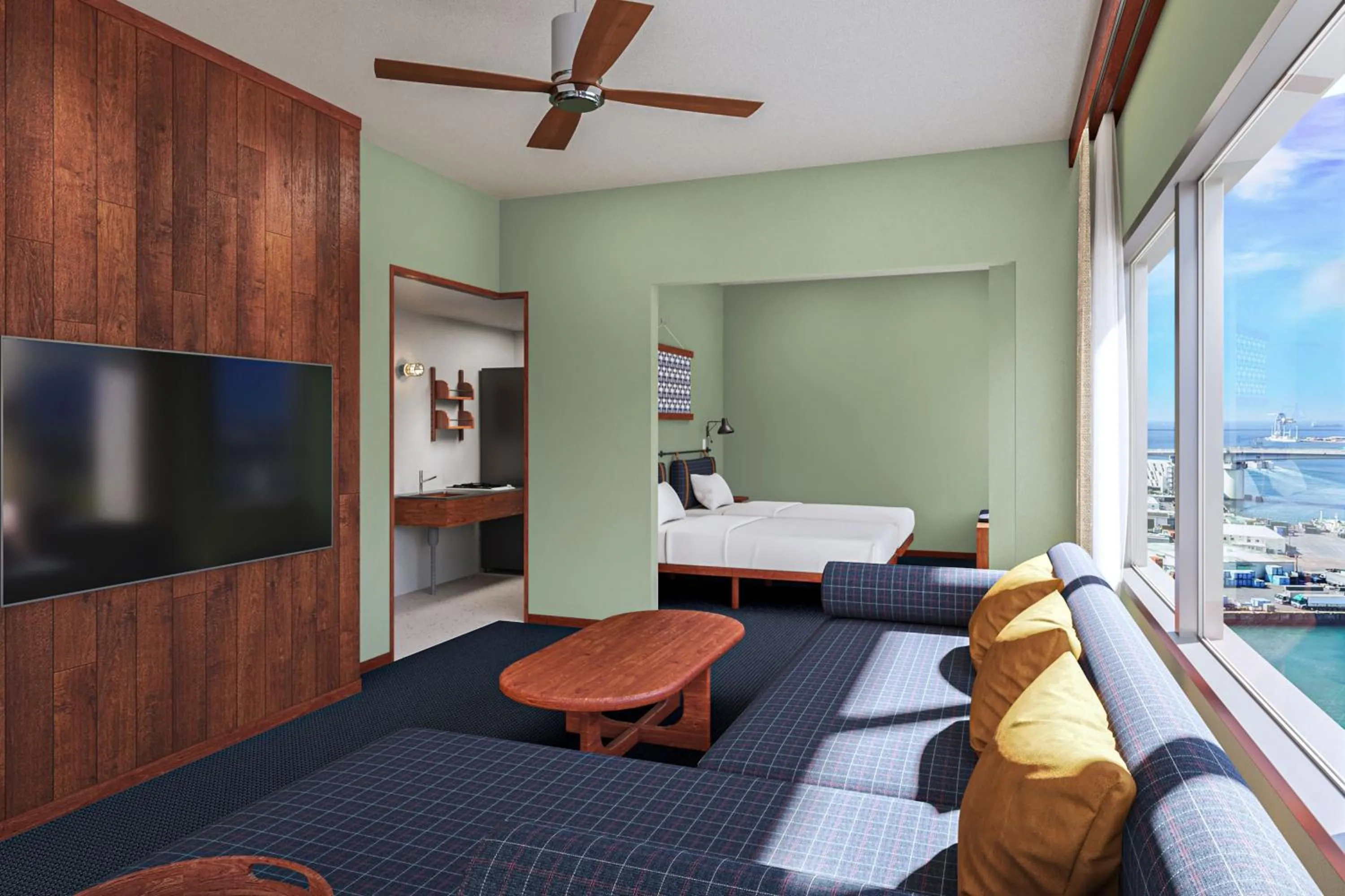 Premium Corner Bayside (2 Bedrooms / Washing Machine) in South Gate Hotel Okinawa