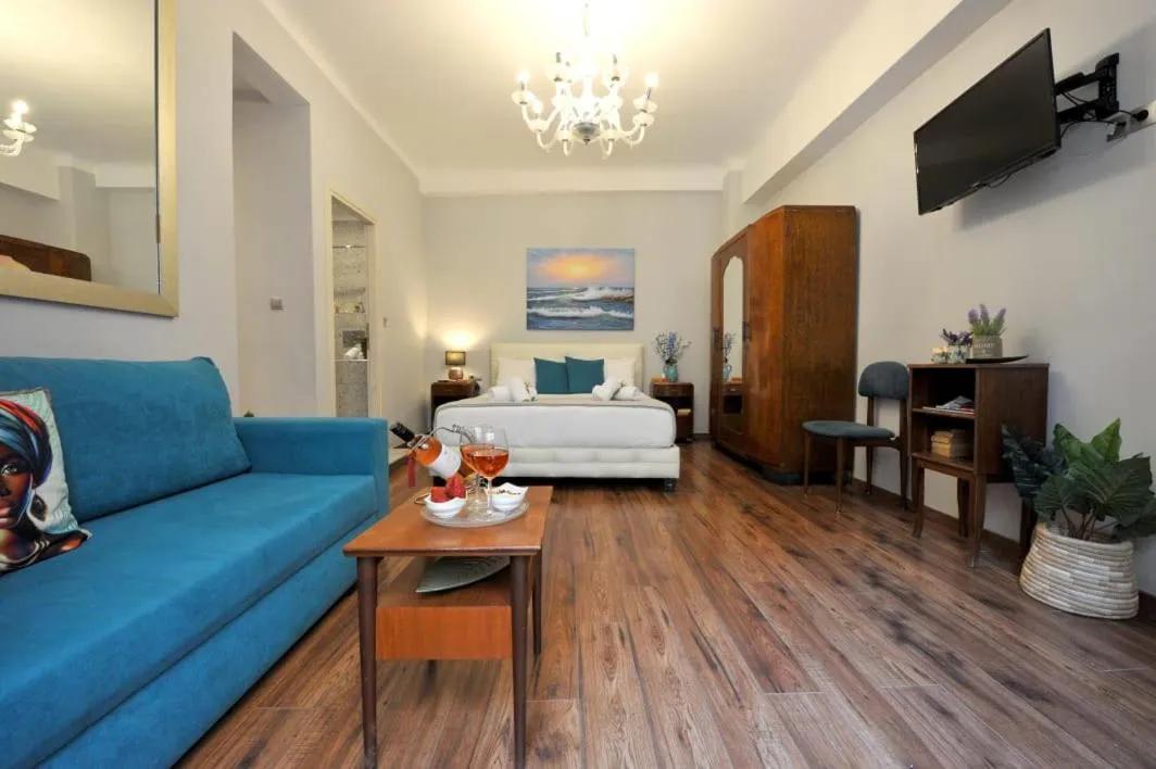 Seating area, Bed in My Athens House