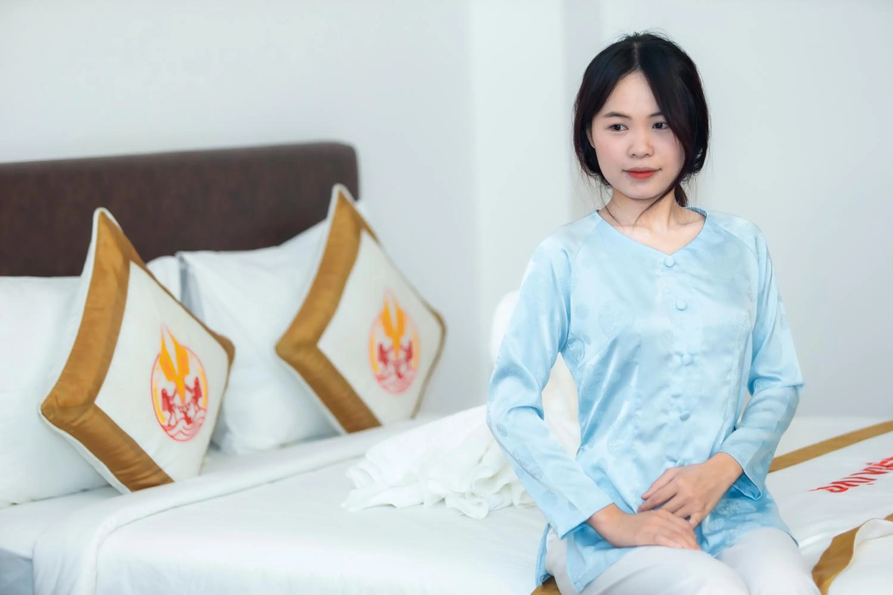 Bed in THE RICE HOTEL Nong Thon Dai Viet 131 Bui Vien