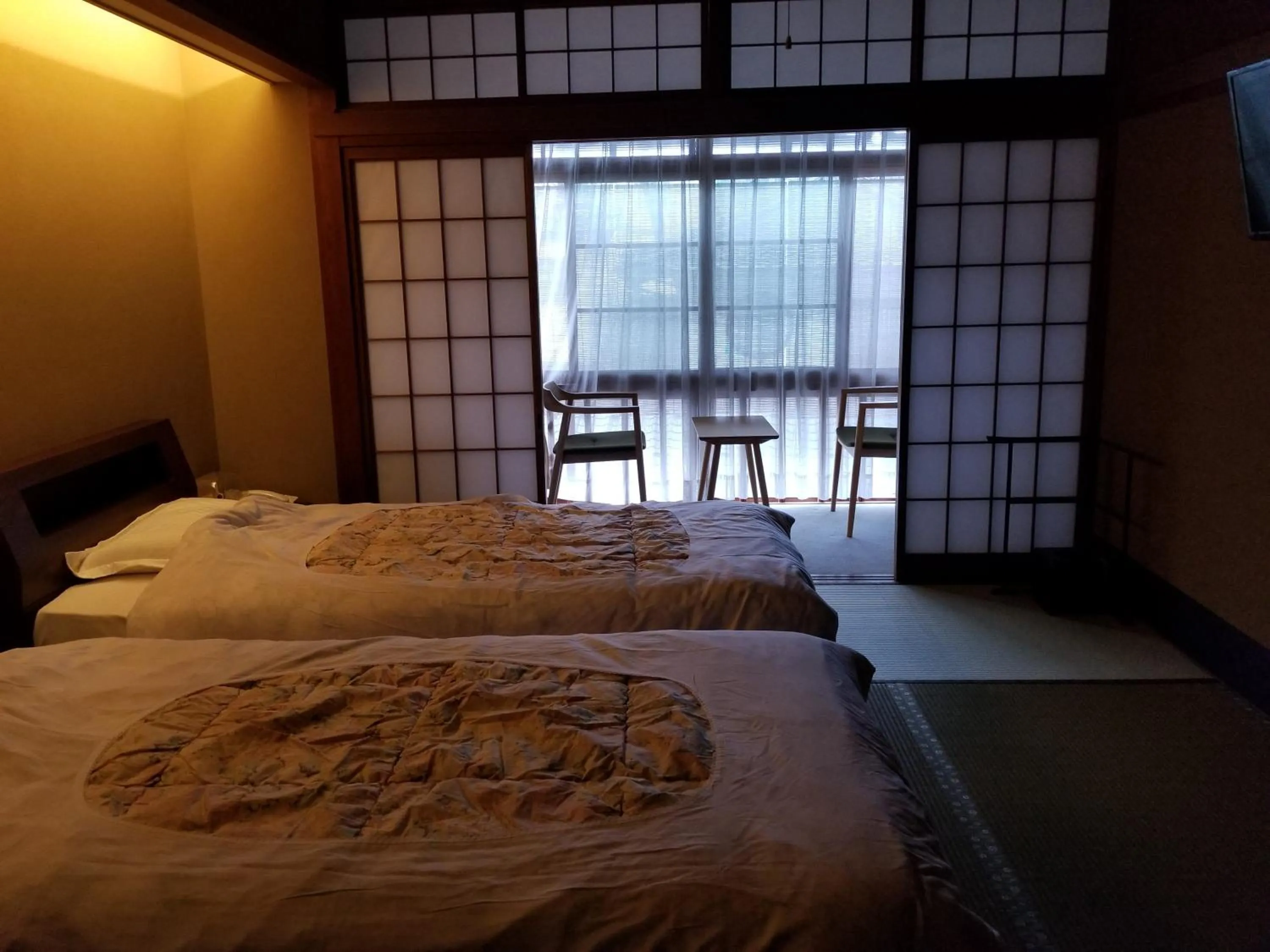 Bed in Tsukimotoya Ryokan