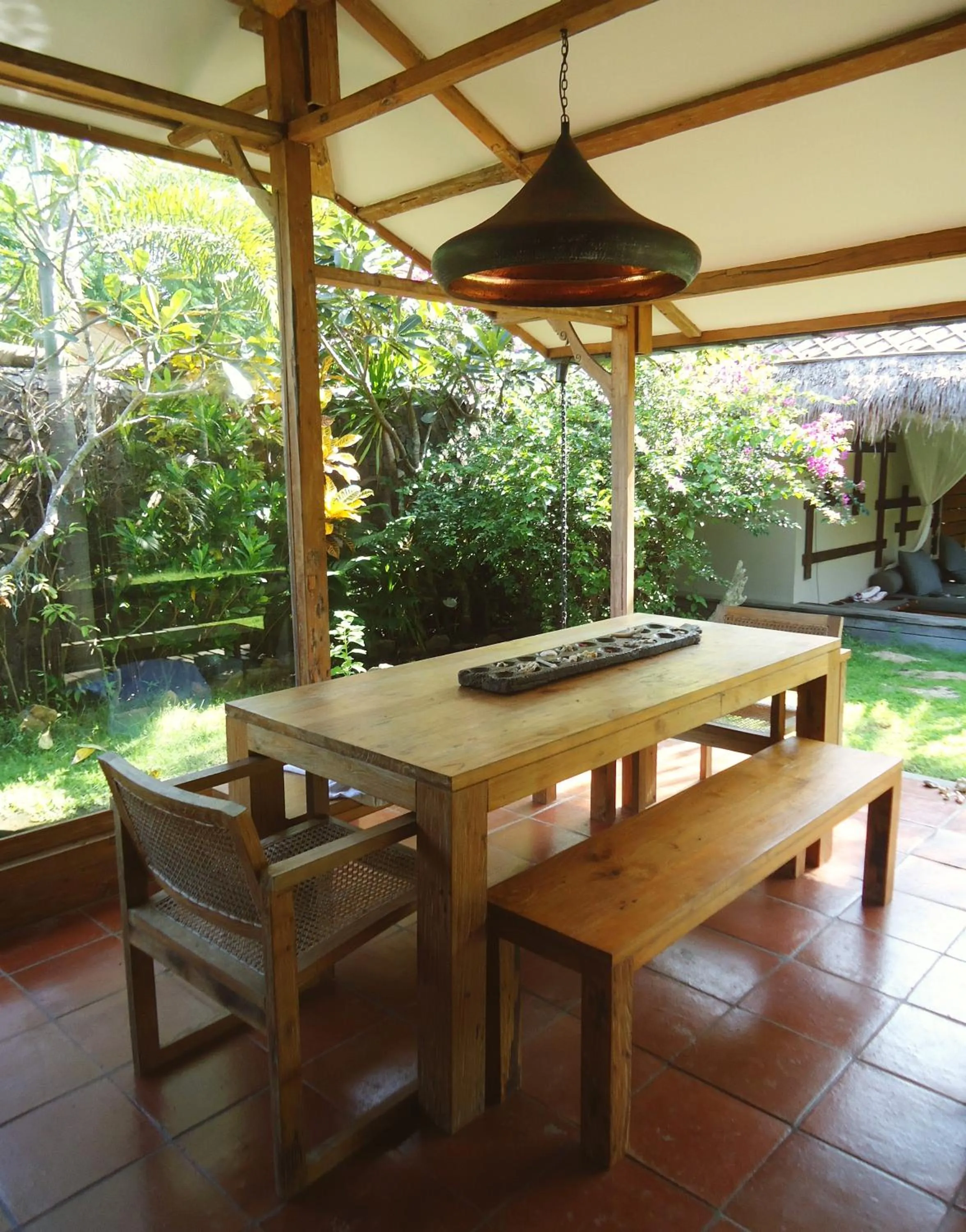 Patio in Villa Bhuvana with private swimming pool