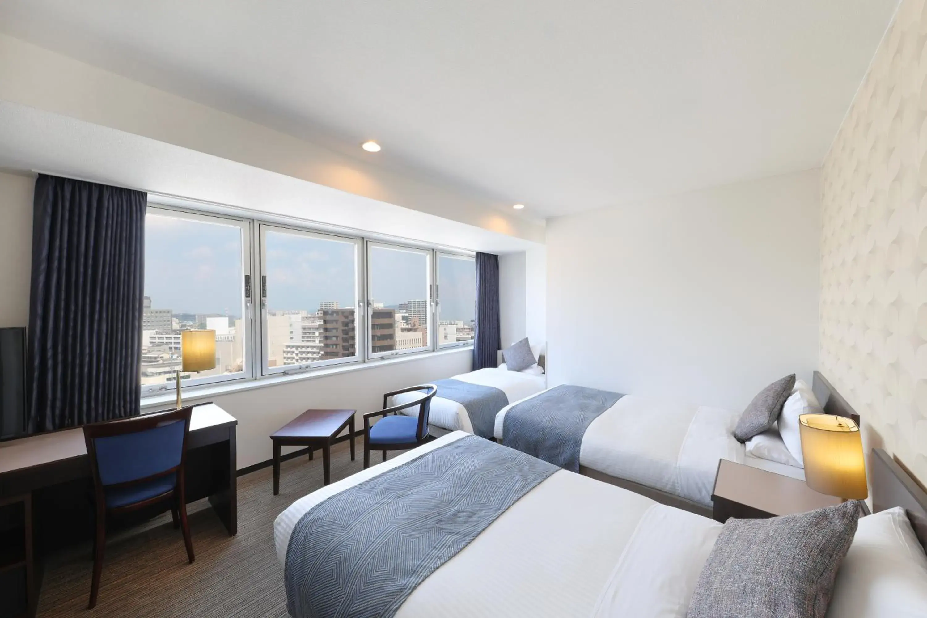 View (from property/room), Bed in ART HOTEL Miyazaki Sky Tower View (from property/room), Bed in ART HOTEL Miyazaki Sky Tower