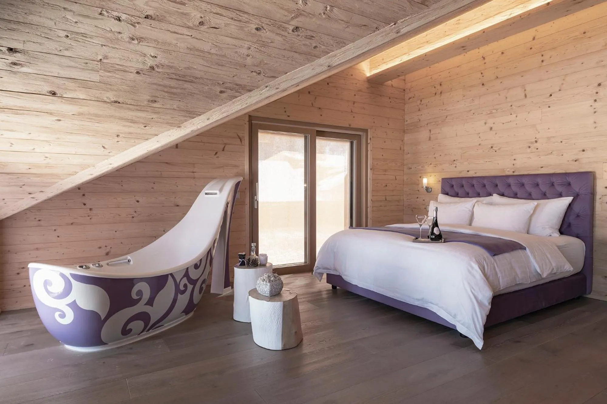Bed in Caschu Alp Boutique Design Hotel Stoos - adults only