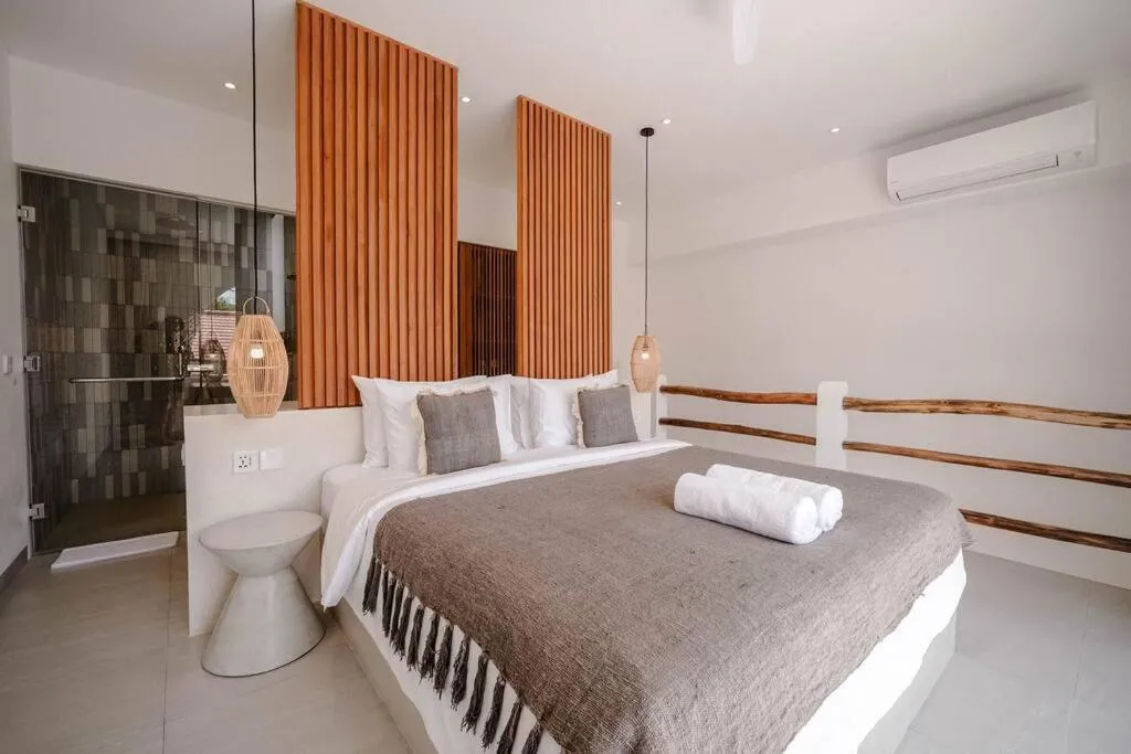 Bed in Las Casas Canggu Minimalist Studio with Pool