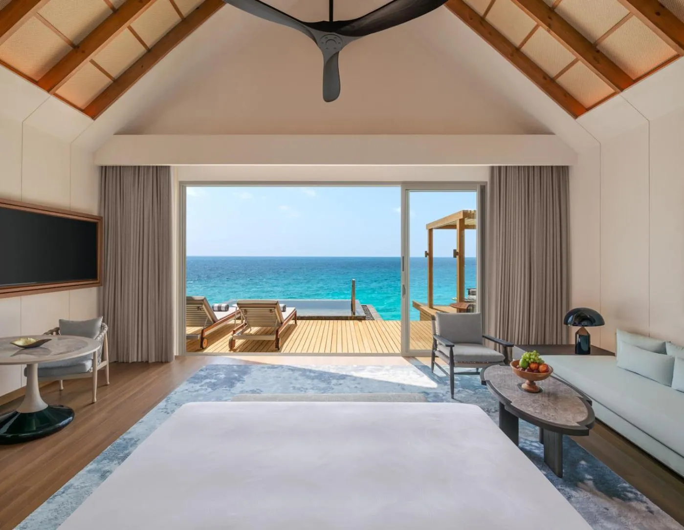 Bed in JW Marriott Maldives Kaafu Atoll Island Resort