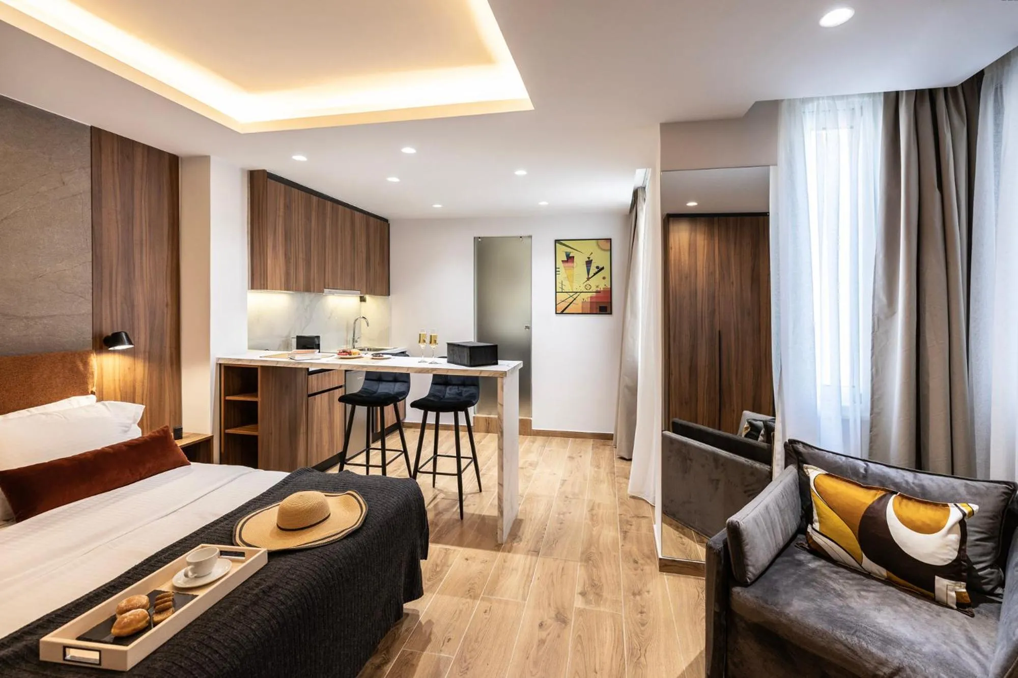 Bed in DOMIOS Suites Athens